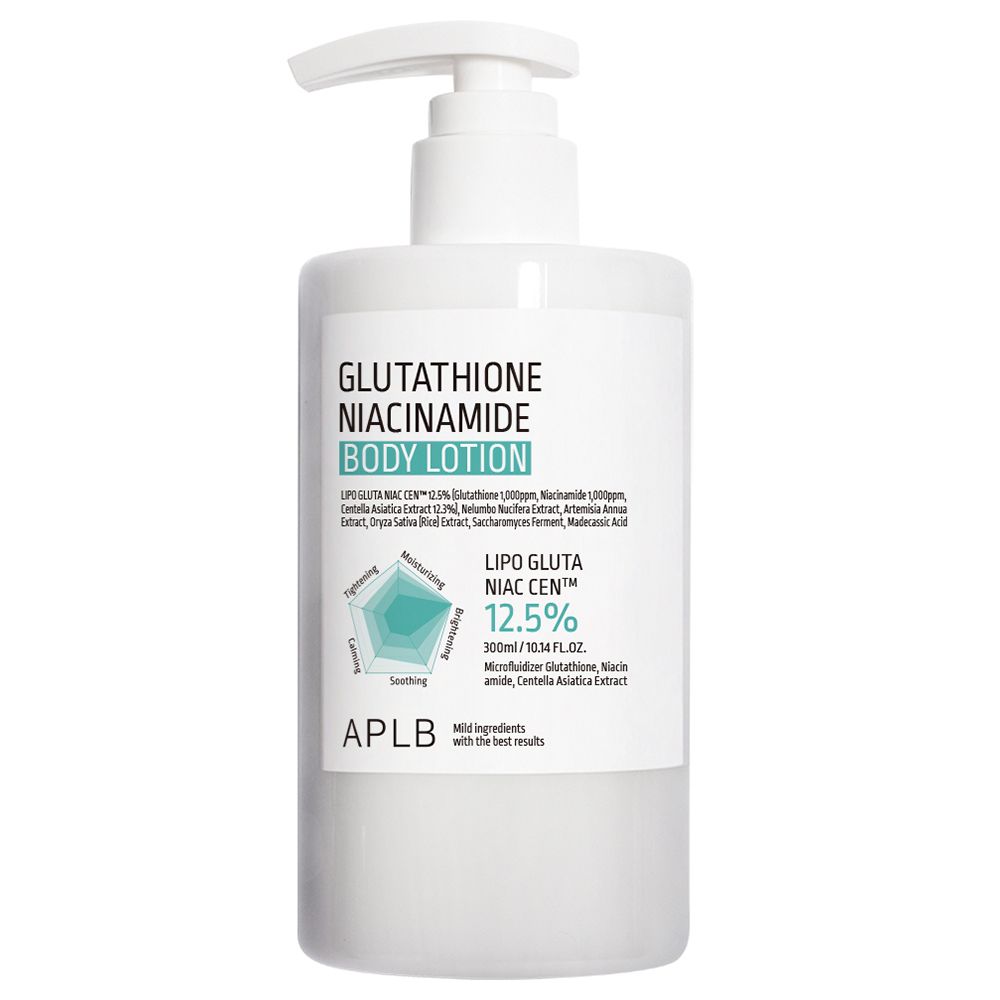 Weißer Pumpspender mit Glutathion Niacinamid Körperlotion, 300ml.