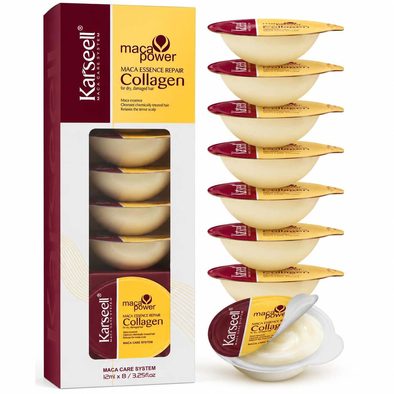 KARSEELL Maschera Capelli Collagene Monodose Riparazione Intensa Idratazione Profonda