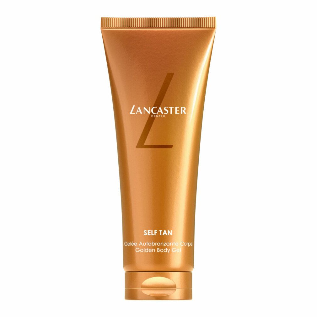 Goldfarbene Tube mit Lancaster-Logo und "SELF TAN". Enthält "Golden Body Gel".