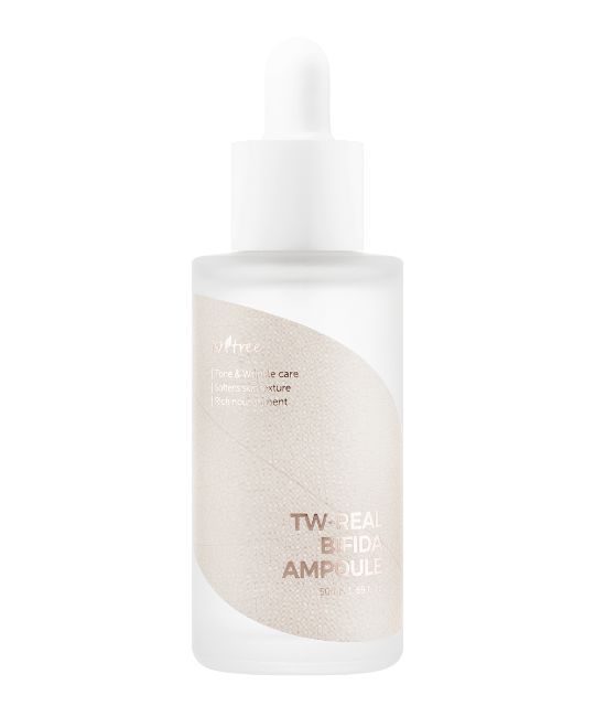 Flacone trasparente con tappo bianco. Scritta TW-REAL BIFIDA AMPOULE. Etichetta con informazioni sul prodotto.
