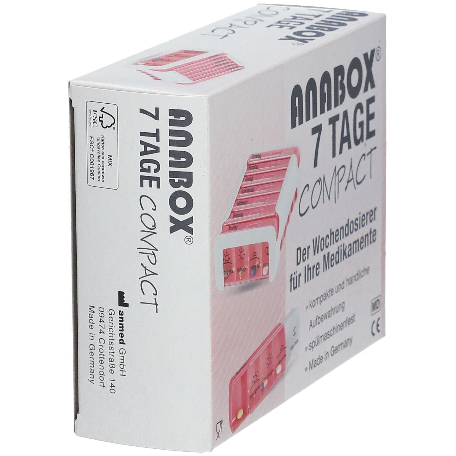 ANABOX® 7 Tage Compact pink/weiß