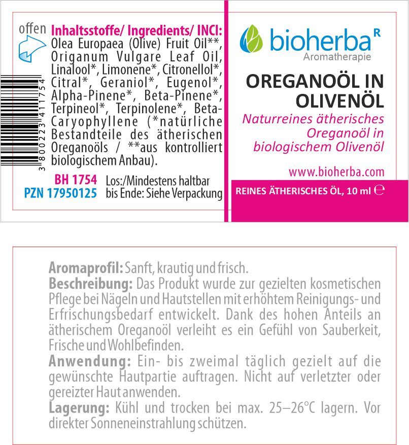 Nahaufnahme der Produktverpackung mit Text und Logo. Enthält Informationen zu Inhaltsstoffen und Anwendung.