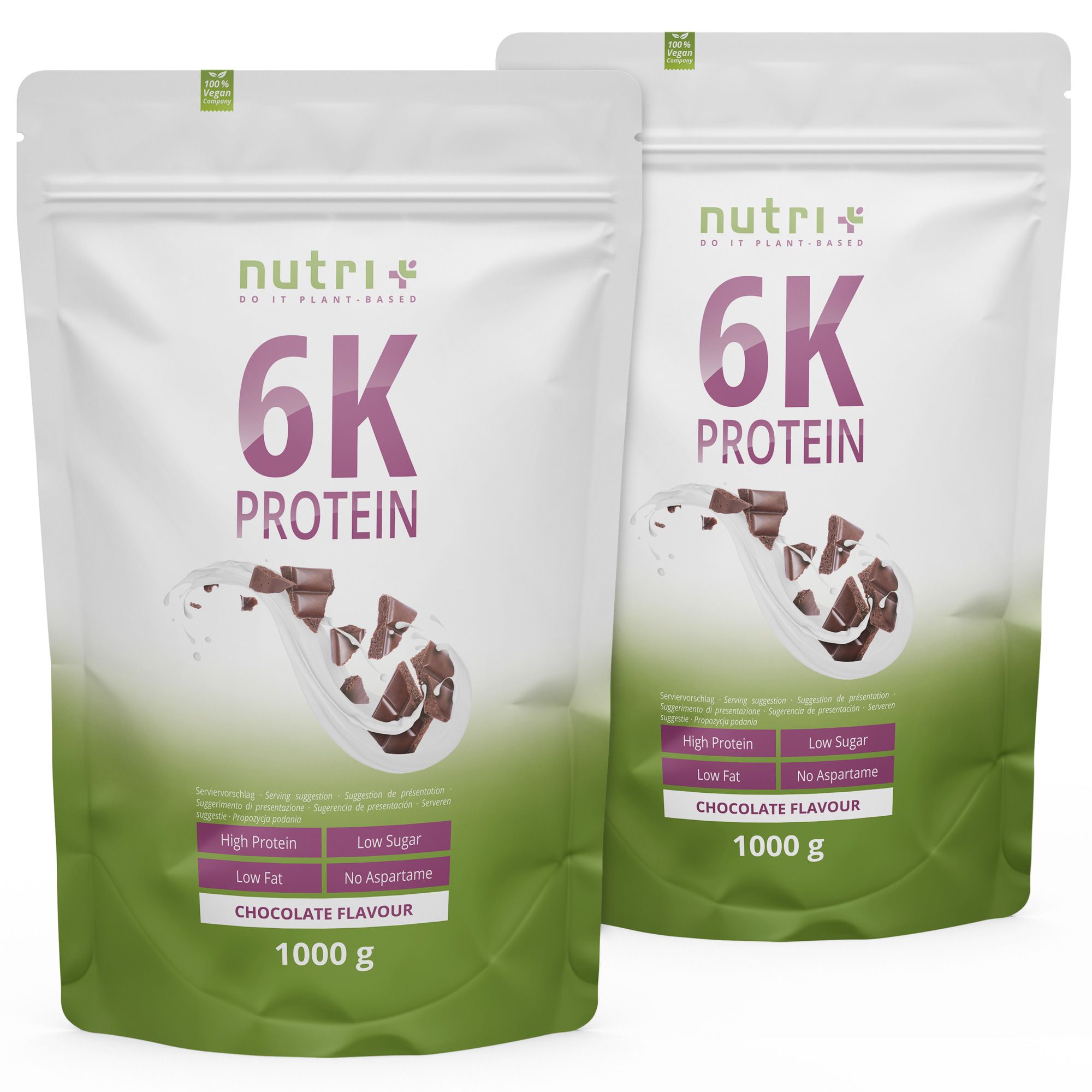 nutri+ 6K Eiweißpulver 2kg - Protein Shake ohne Whey