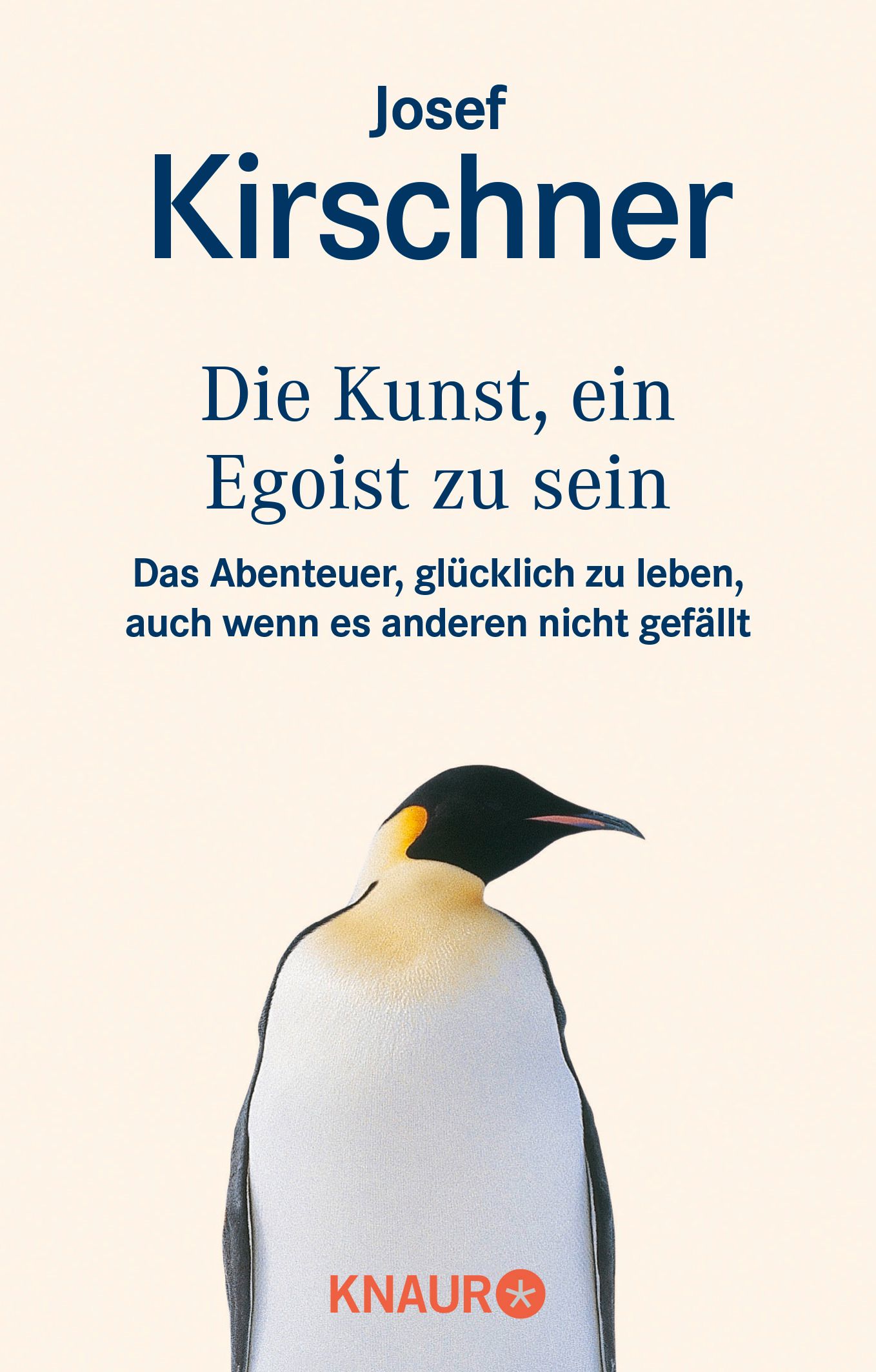 Buchcover: Josef Kirschner, "Die Kunst, ein Egoist zu sein". Penguin-Illustration. Verlag Knaur.