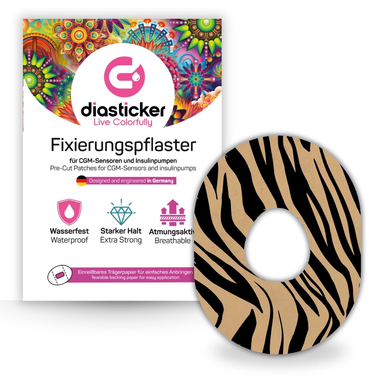 Diasticker® Dexcom G7 Fixiertapes 'Tiger Mood' 5 St