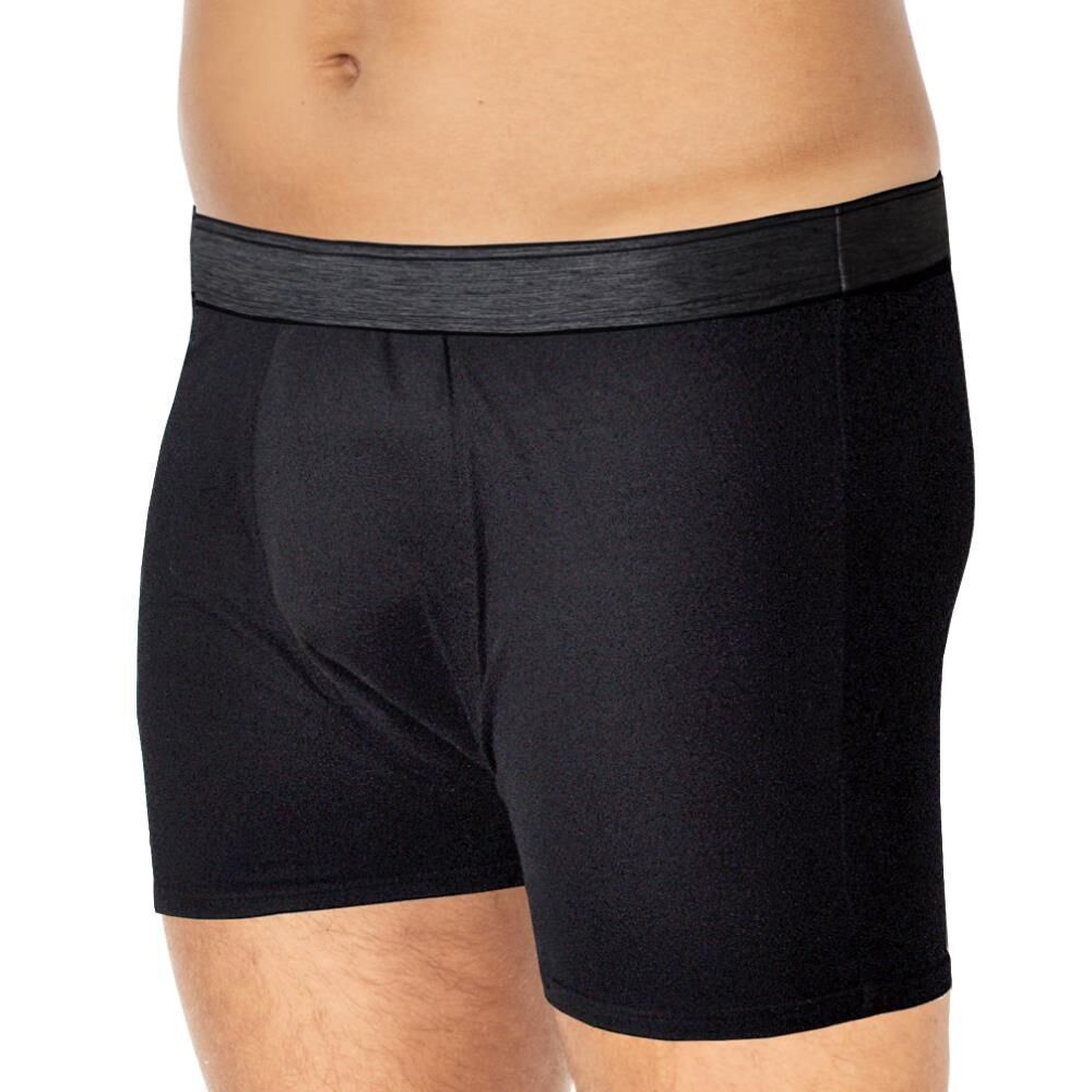 Schwarze suprima Inkontinenz Bodyguard-light Short. Seitenansicht einer Person, die die Short trägt. Elastischer Bund, integrierte Saugeinlage.