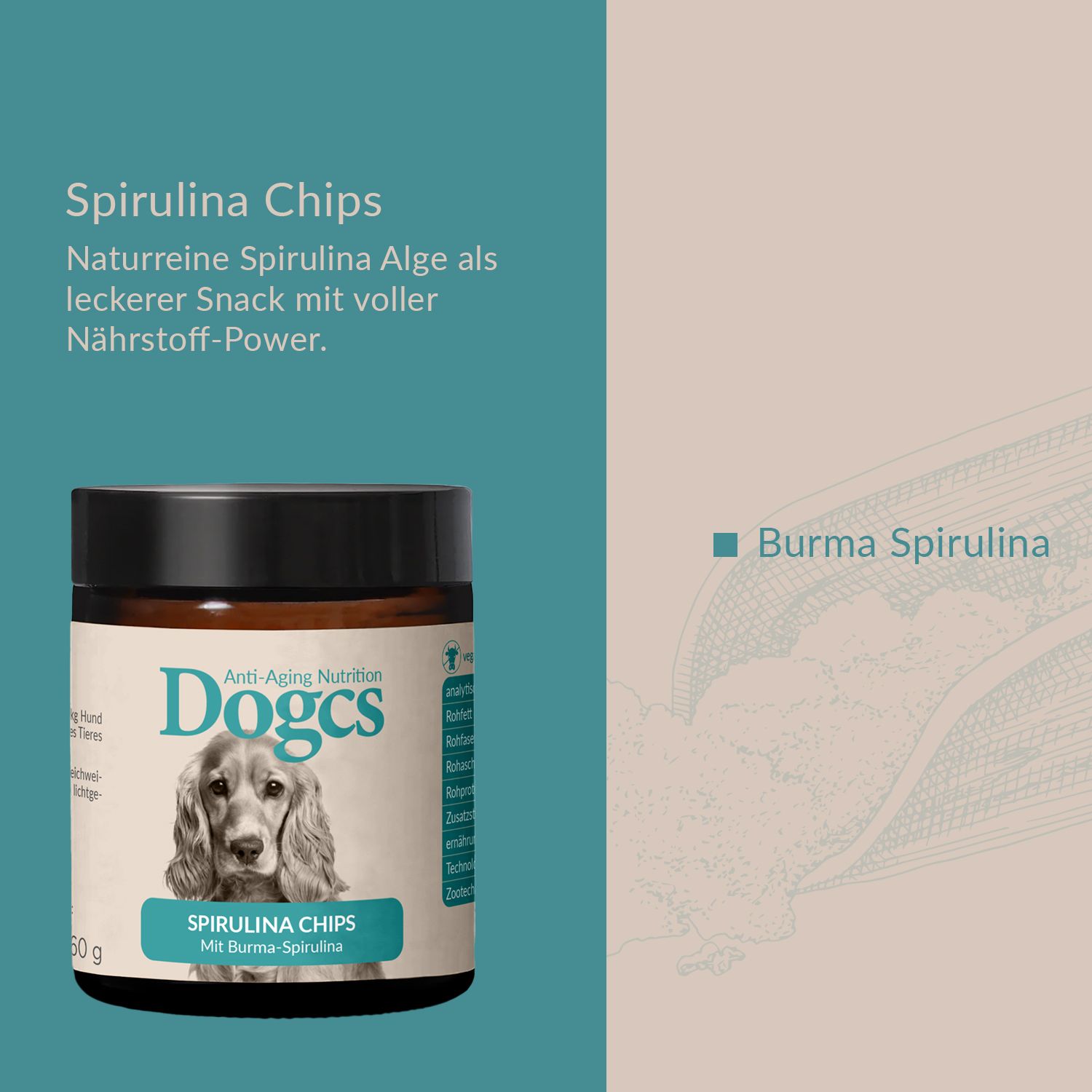 Dogcs Spirulina Chips 60 g Presslinge