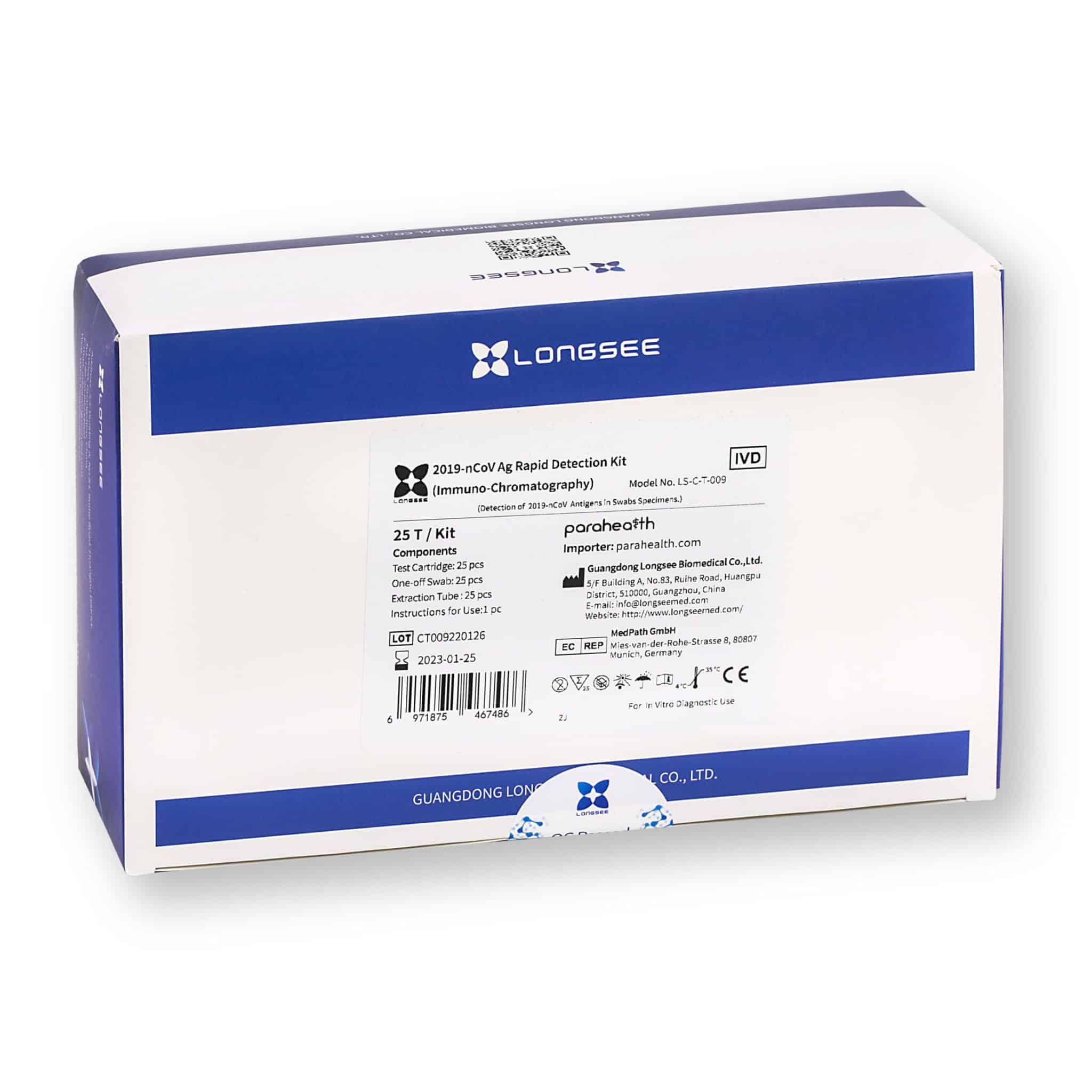 Longsee SARS-CoV-2 Antigen Schnelltest 3in1 | Gratis parahealth diagnostics Corona Tests 50 St