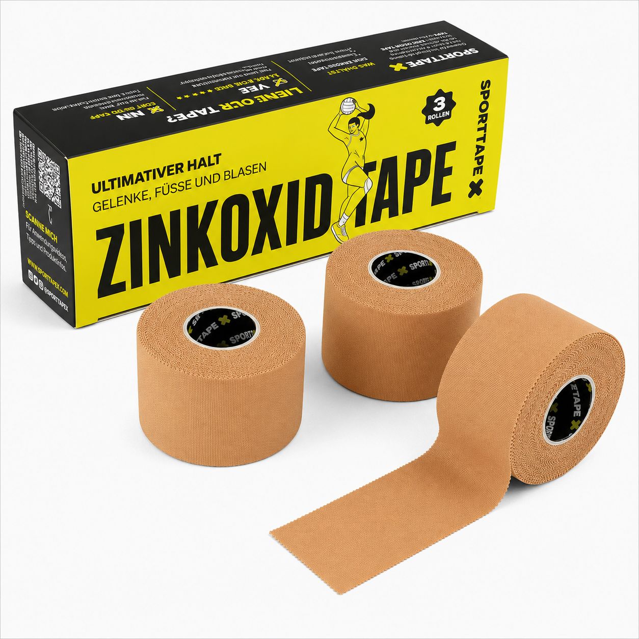 SPORTTAPE Tape Premium in Ossido di Zinco - 3,8 cm x 10 m