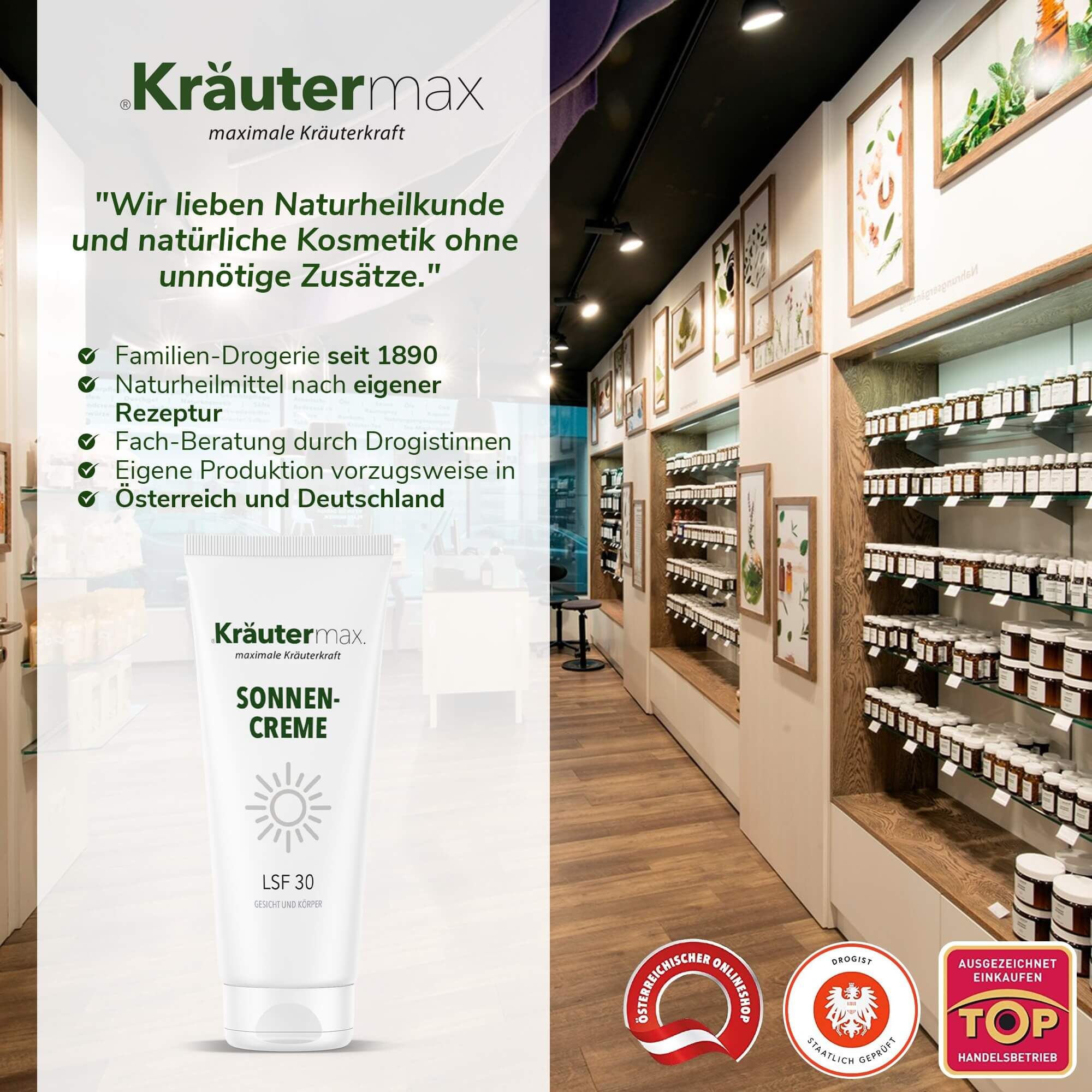 Kräutermax Sonnencreme LSF 30 für Gesicht und Körper mit Kokosöl