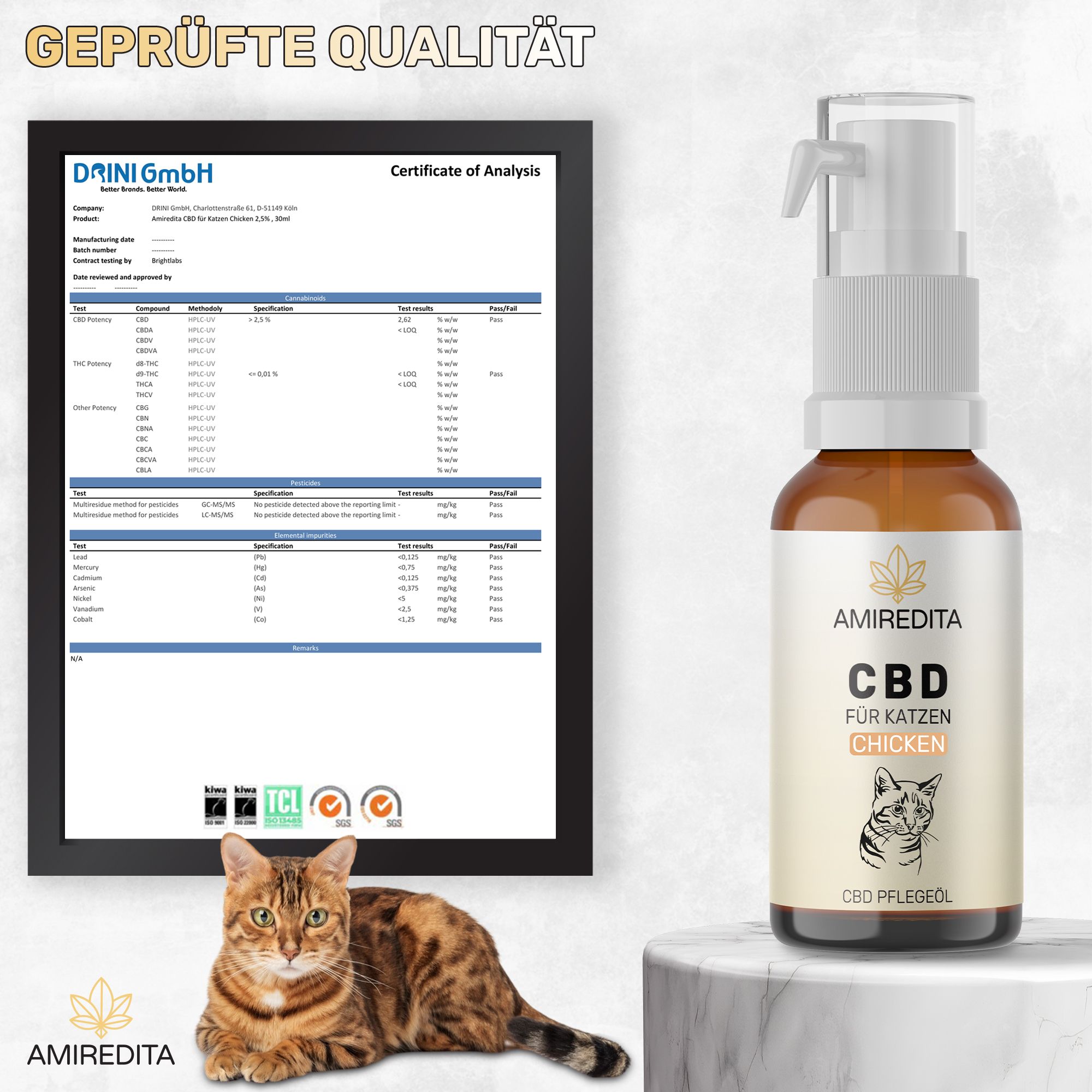Amiredita CBD Öl Katzen 750mg - Huhnaroma