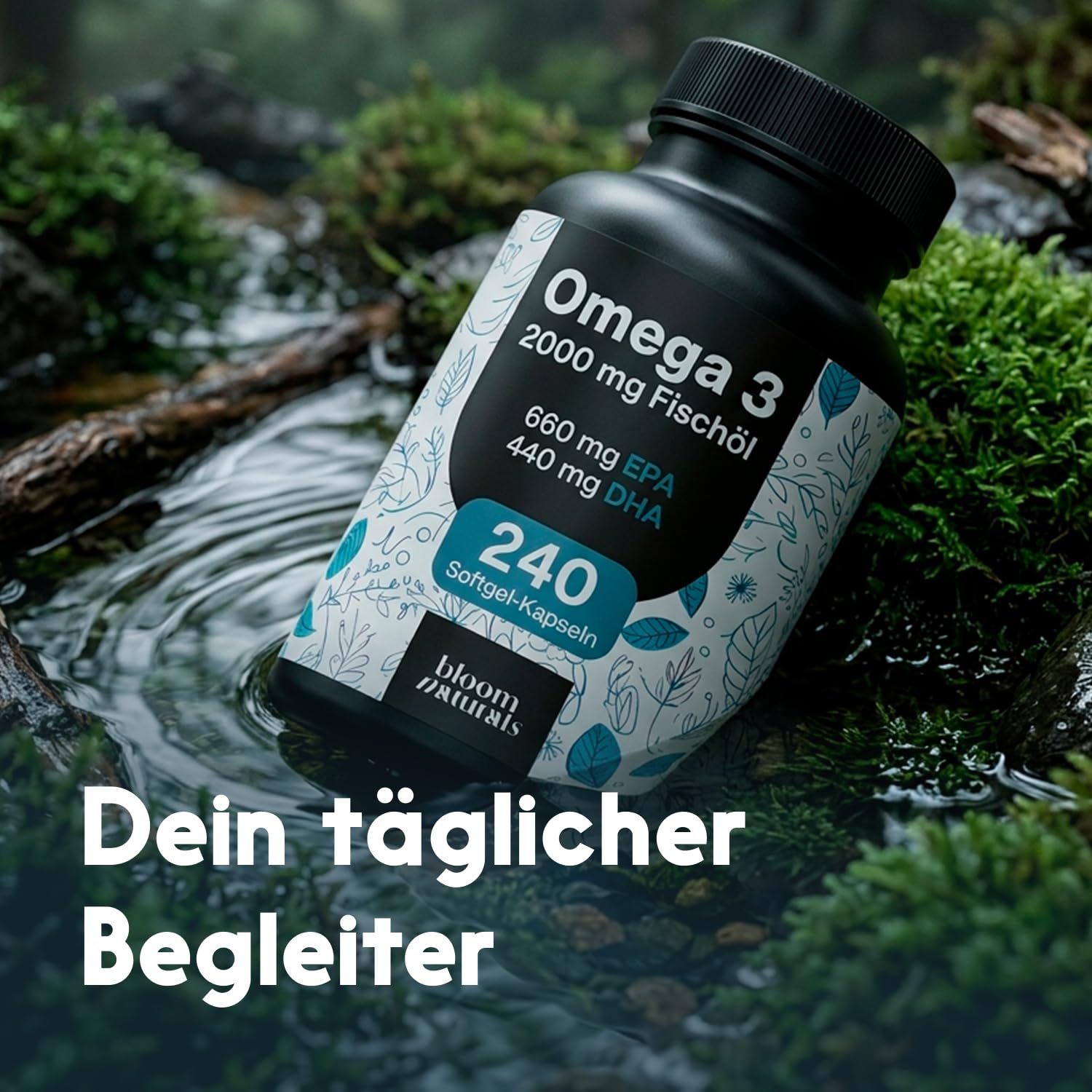 Omega 3 Fischöl - 240 Kapseln - 2000 mg Fischöl - 660 mg EPA & 440 mg DHA - Bloom Naturals