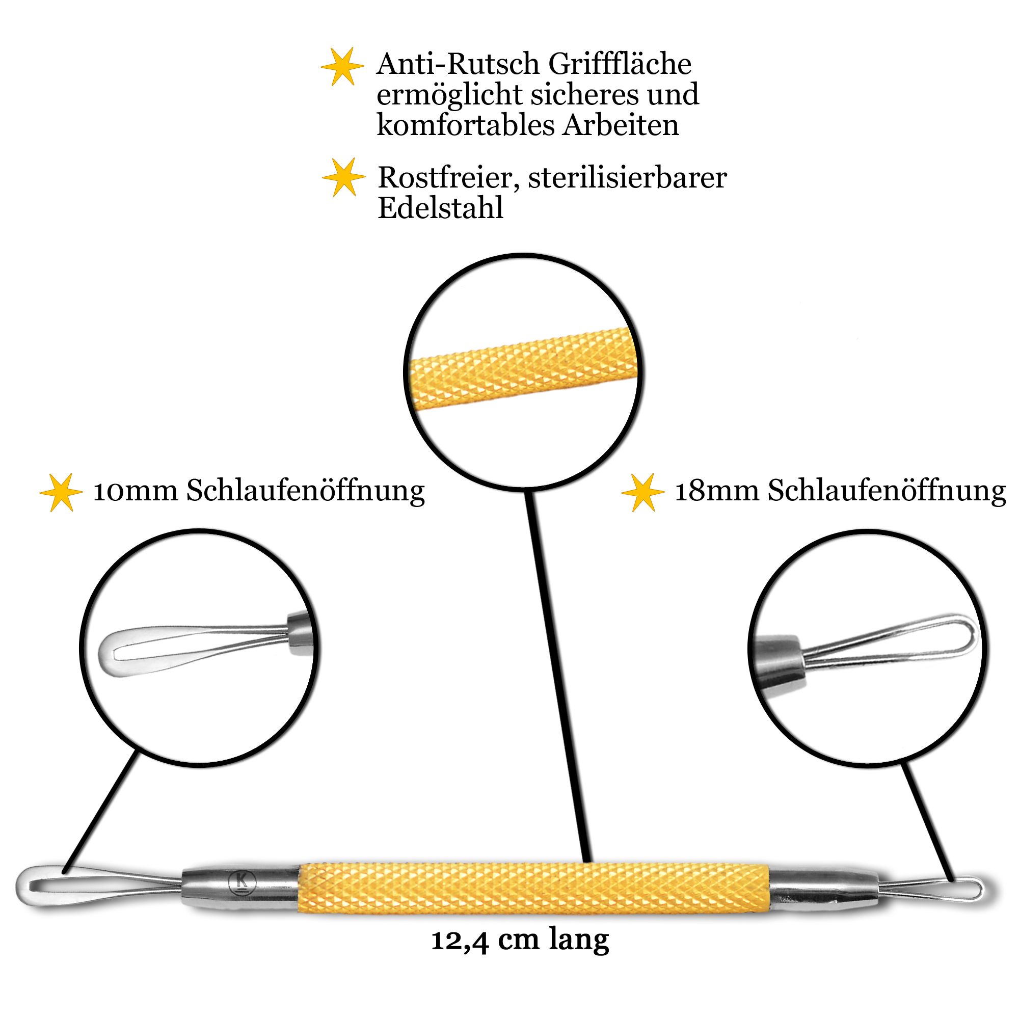 K-Pro Profi Nasen Mitesser Entferner Komedonenheber Nase Edelstahl mit Schlaufe