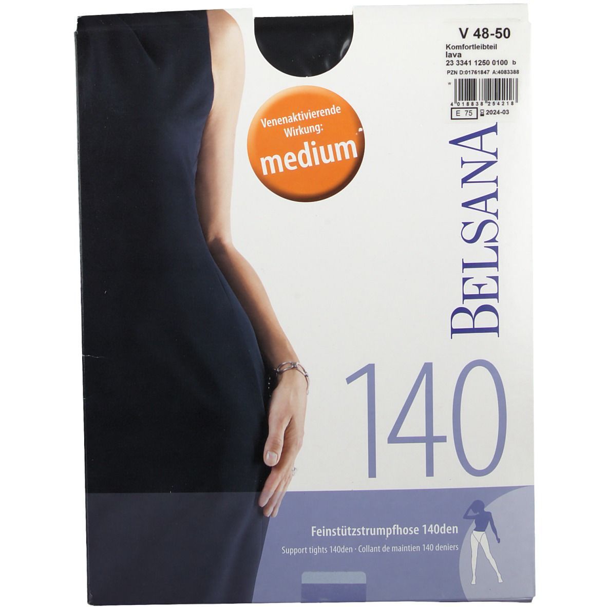 Belsana 140den Feinstützstrumpfhose Größe 5 Schuhgröße 47 - 50 Lava