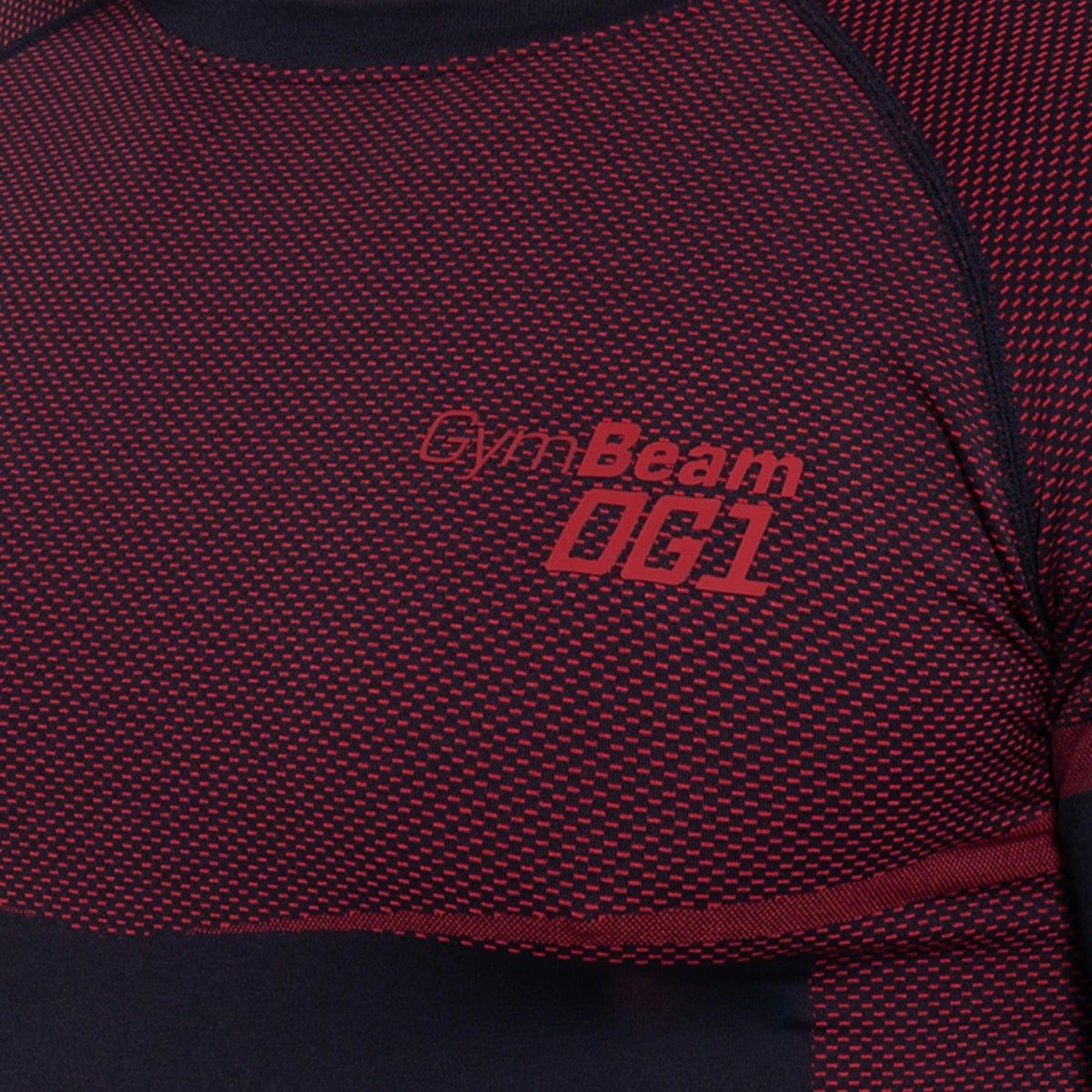 GymBeam OG1 Seamless Long Sleeve Herren Slim Black/Red Langarm