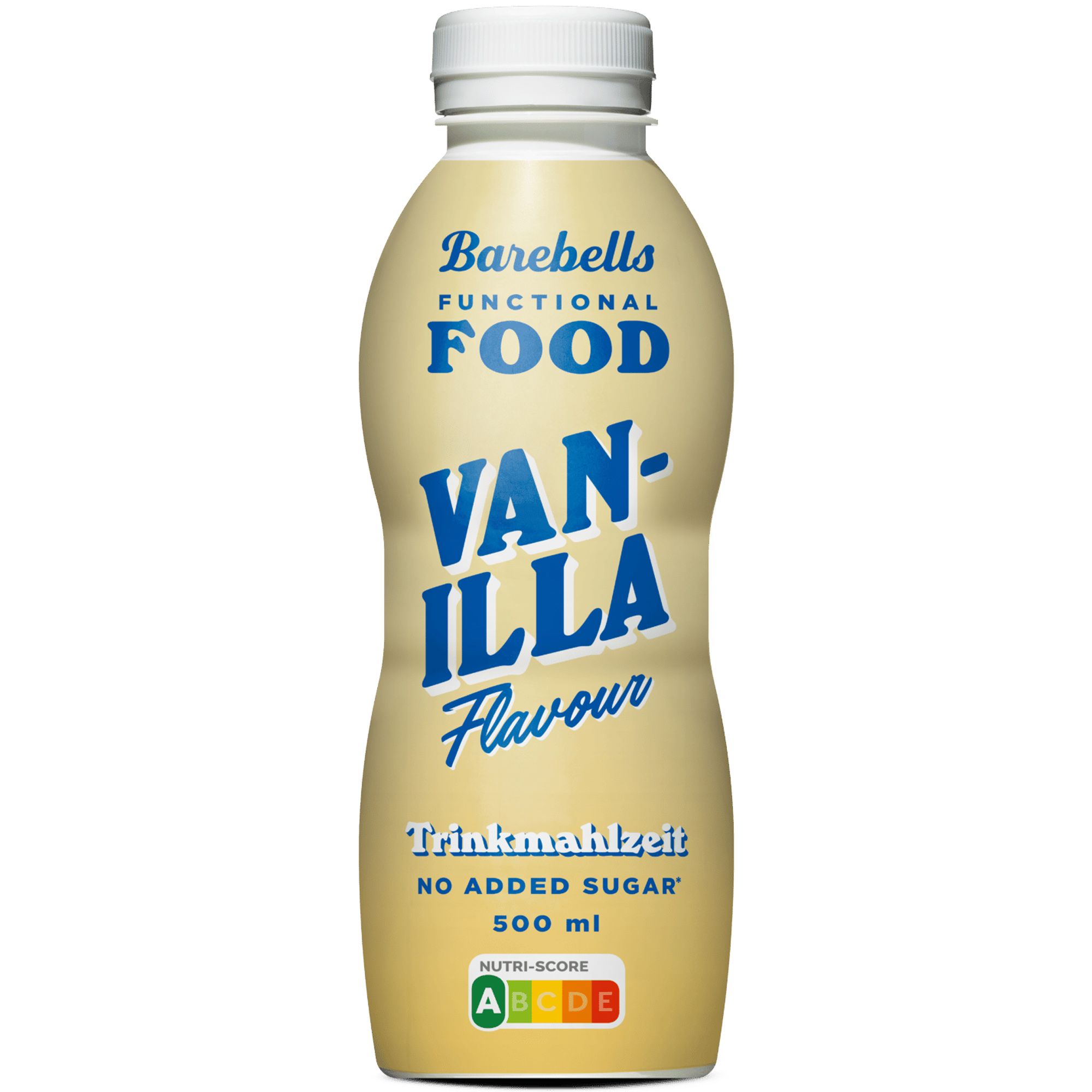 Trinkmahlzeit-Flasche mit Vanille-Geschmack. Weißer Deckel, gelbes Etikett mit blauer Schrift. Enthält 500 ml.