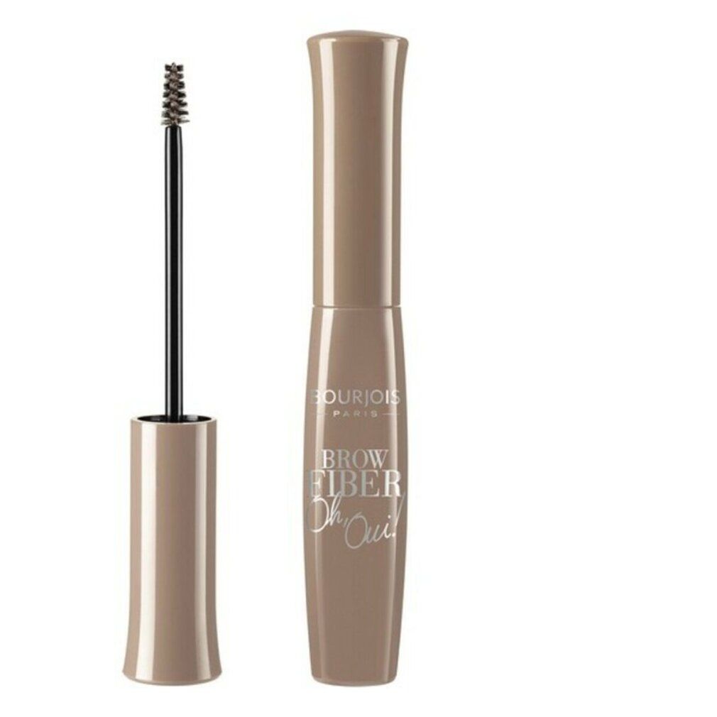Brauen-Mascara mit Bürste und Behälter. Aufschrift: Bourjois Paris, Brow Fiber Oh Oui. Farbton: Blond.