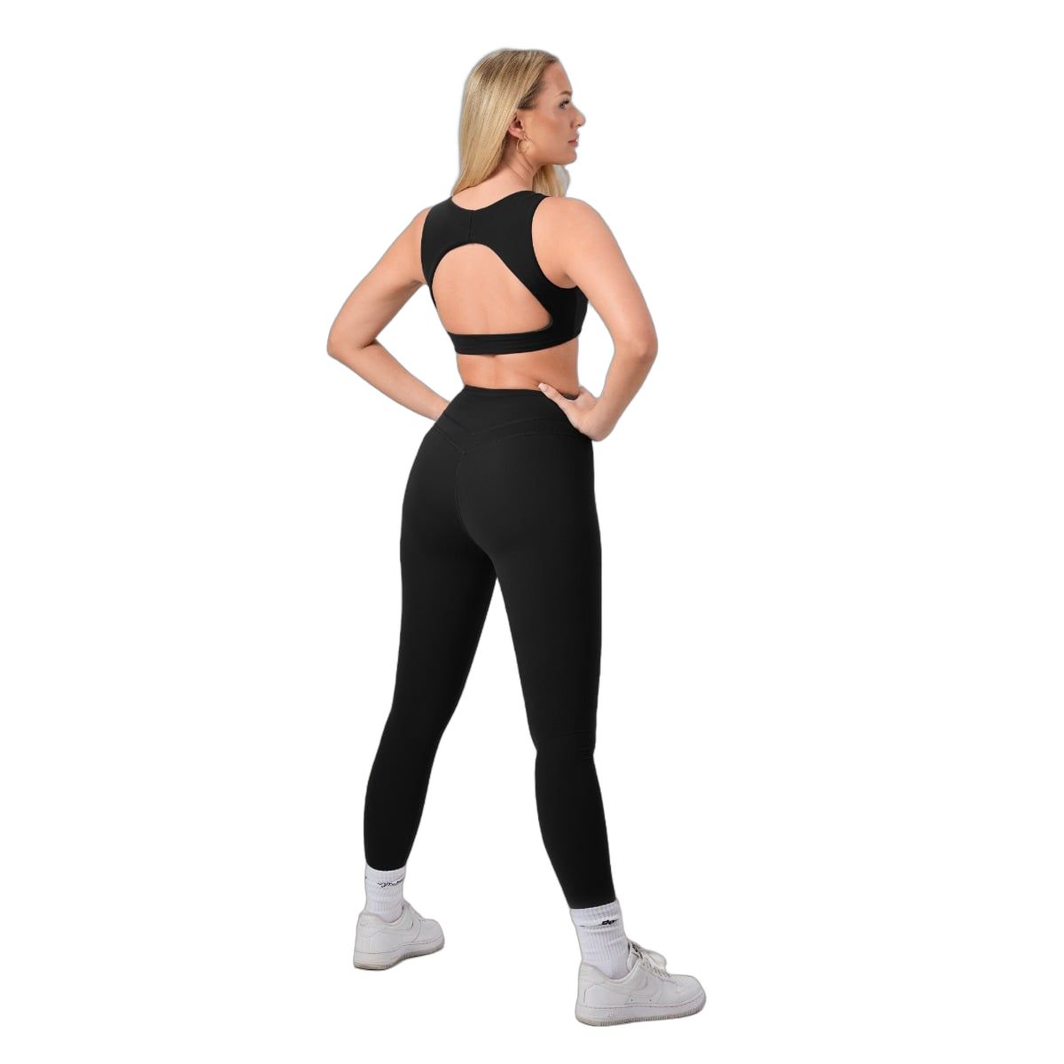 GymBeam Sport-BH Damen mit breiten Trägern und Open-Back-Design Black