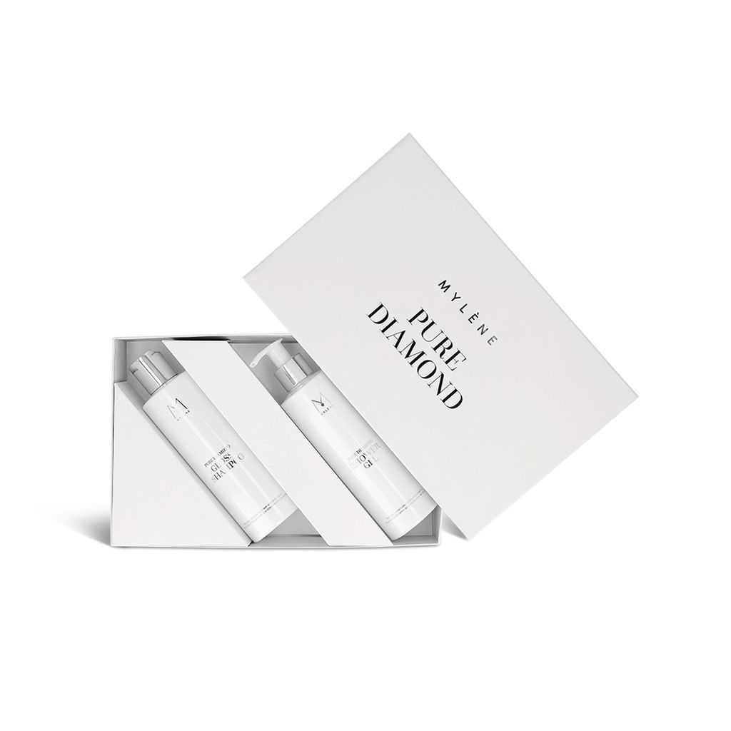 Mylène Pure Diamond Geschenkbox – Duschgel mit Silberglitzer & Gloss-Shampoo, luxuriöse Duftpflege. 400 ml Kombipackung