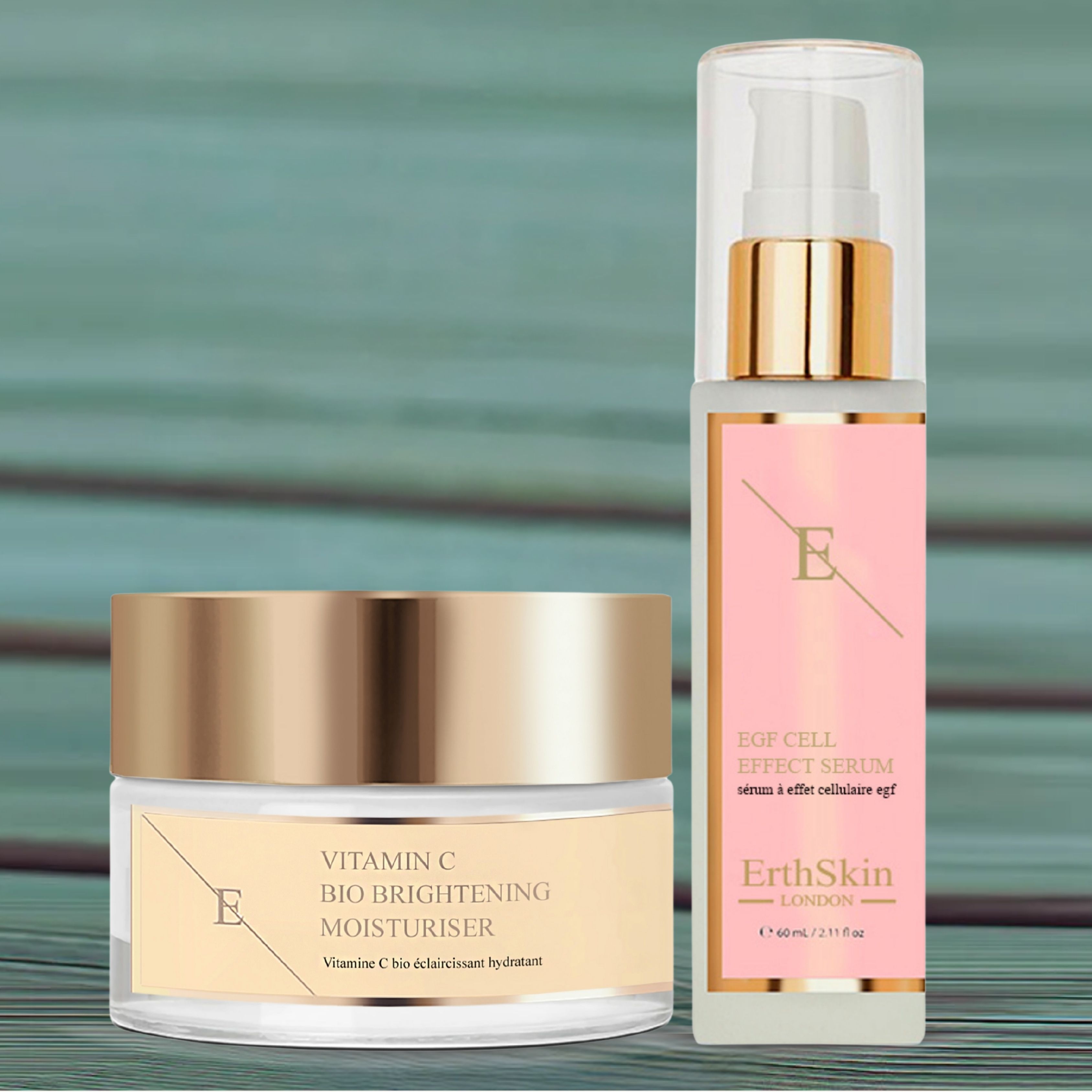 ErthSkin London Vitamin C Bio Brightening Moisturizer + EGF CELL EFFECT SERUM set