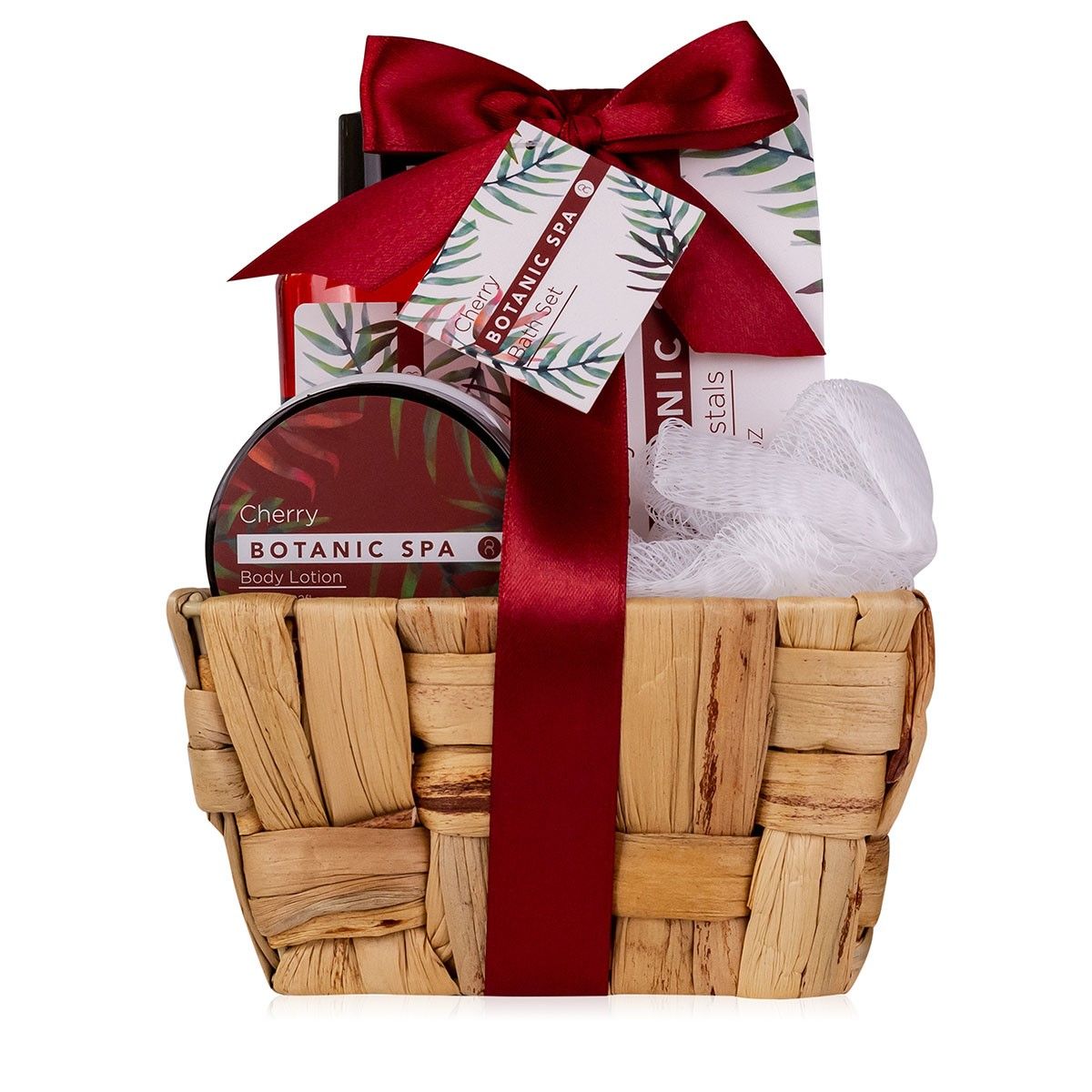 Geschenkset Badeset Pflegeset Wellness Damen Cherry Spa Seegraskörbchen 4-teilig