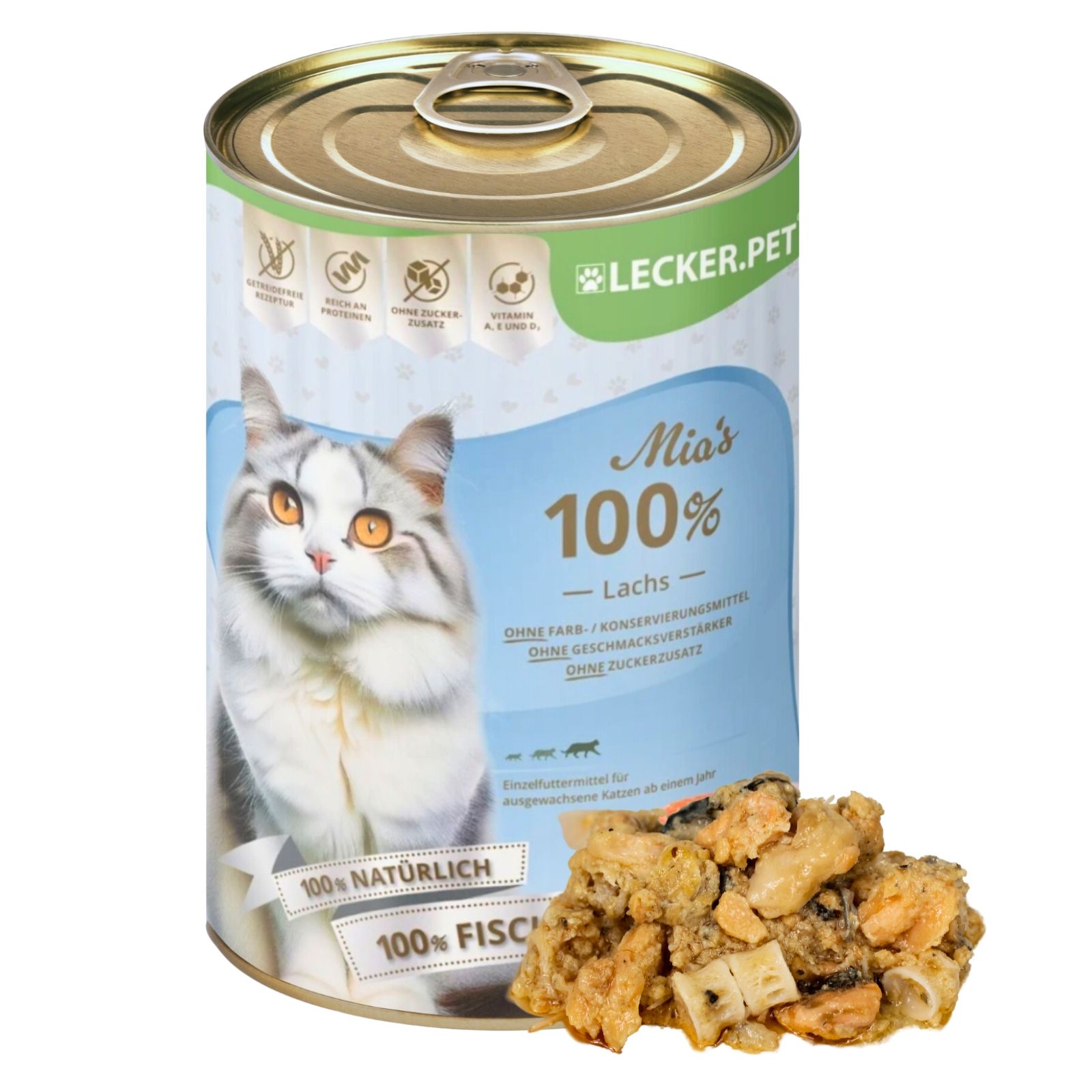 Lecker.Pet® Mia's 100 % Lachs Katzenfutter Nassfutter 4,8 kg Nicht relevant