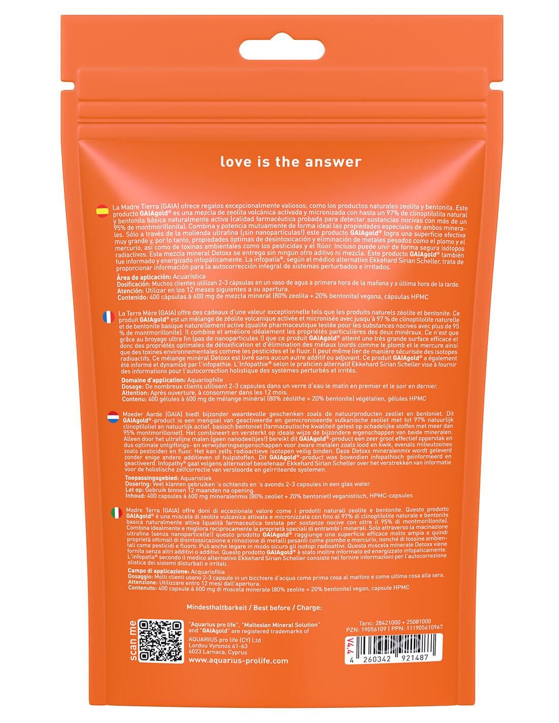 AQUARIUS pro life - Zeolith-Bentonit-Mix GAIAgold Detox-Kapseln