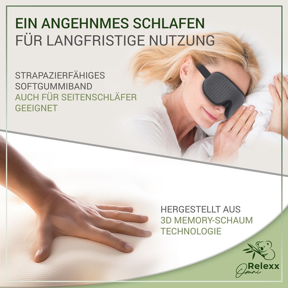 OMNIRELEXX® Atmungsaktive 3D SCHLAFMASKE (Grau)