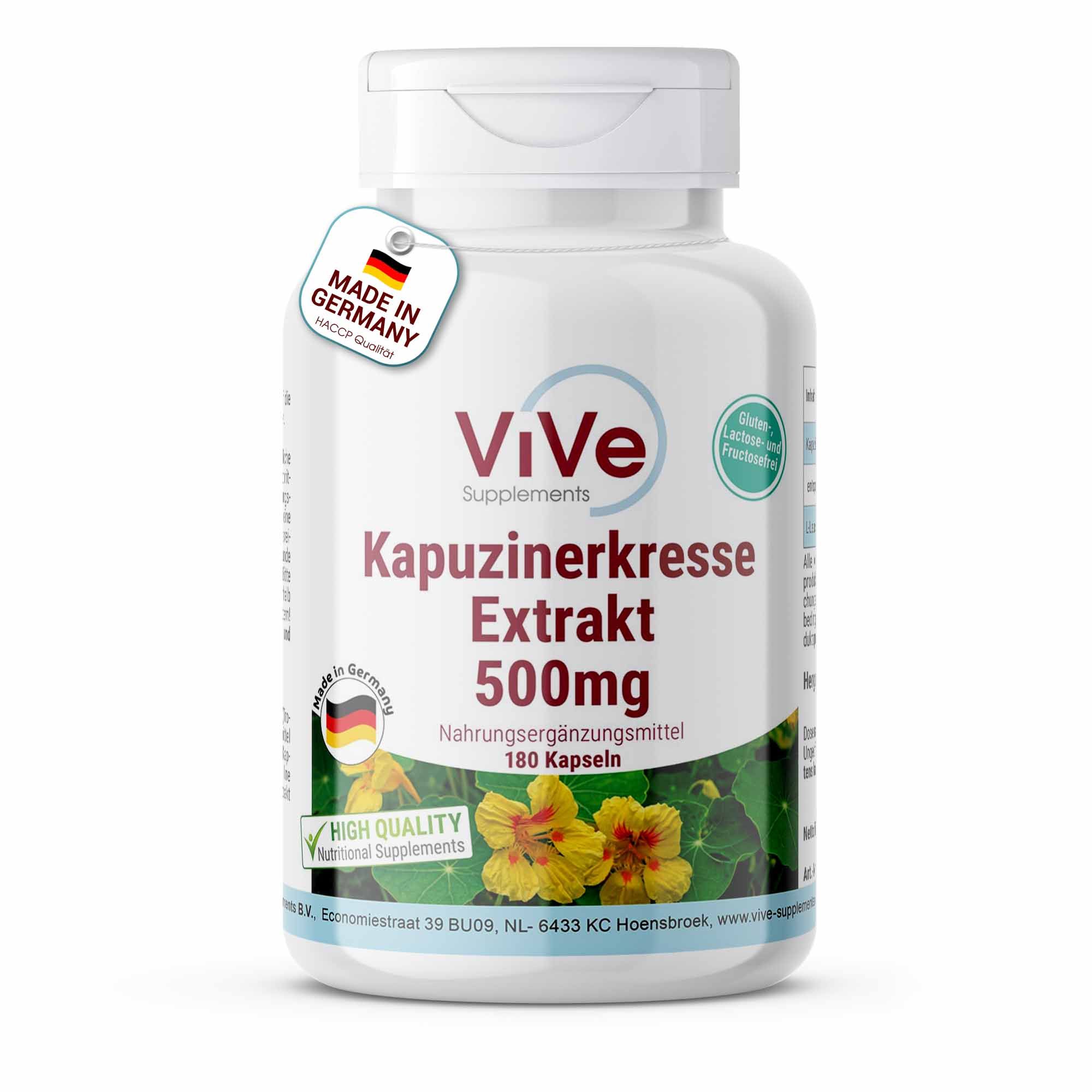 Vive Supplements | Kapuzinerkresse Extrakt 1500mg 180 St