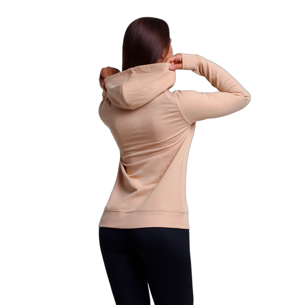 GymBeam Hoodie Damen Regular mit Kapuze Sand