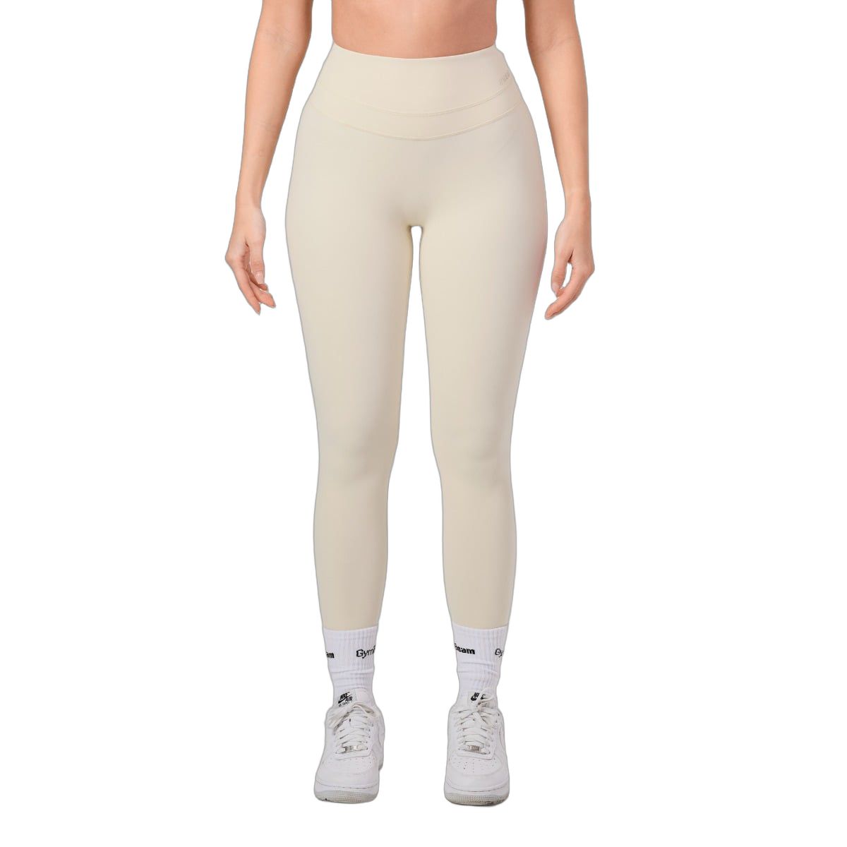 GymBeam Leggings Damen mit hoher Taille und ohne Frontnaht, Almond