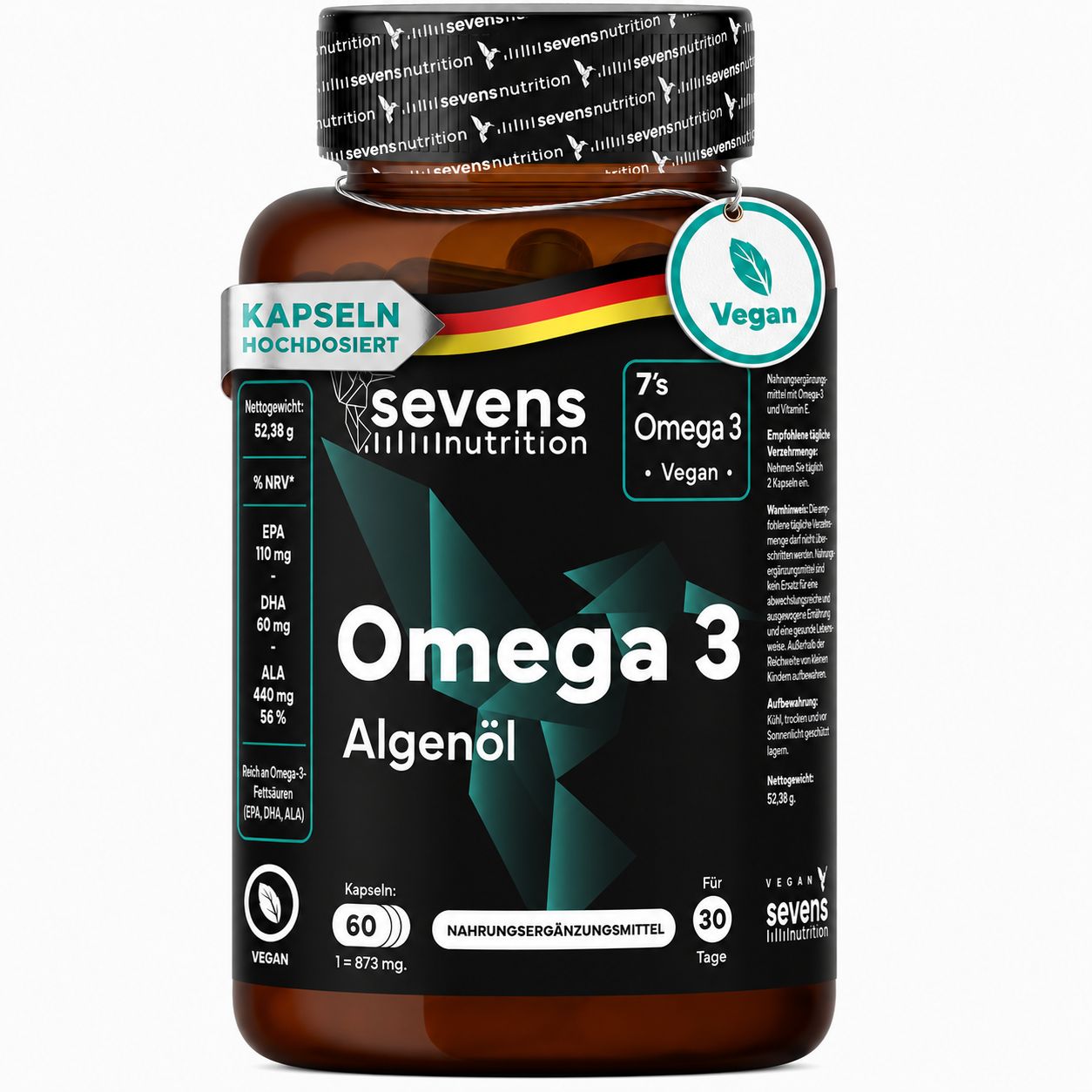 SEVENS NUTRITION Omega 3 Vegan aus Algenöl Premium Kapseln