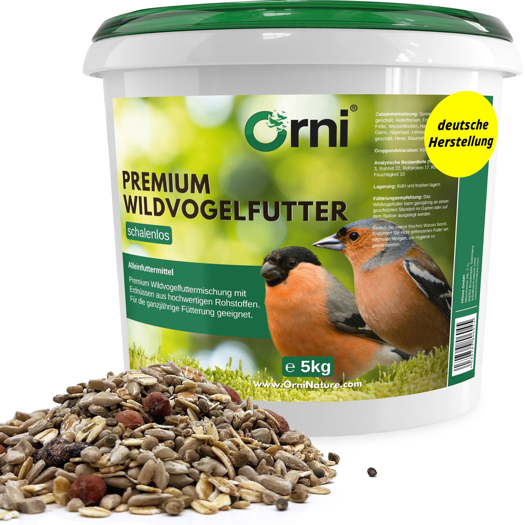 Orni Premium Streufutter Schalenlos für Vögel 5 kg