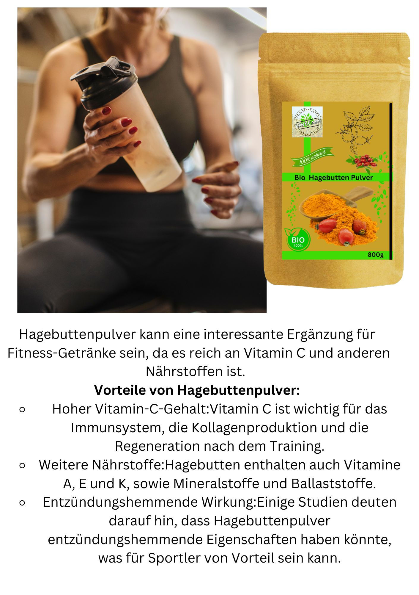 Linecase  Bio Hagenbutten Pulver gemahlen