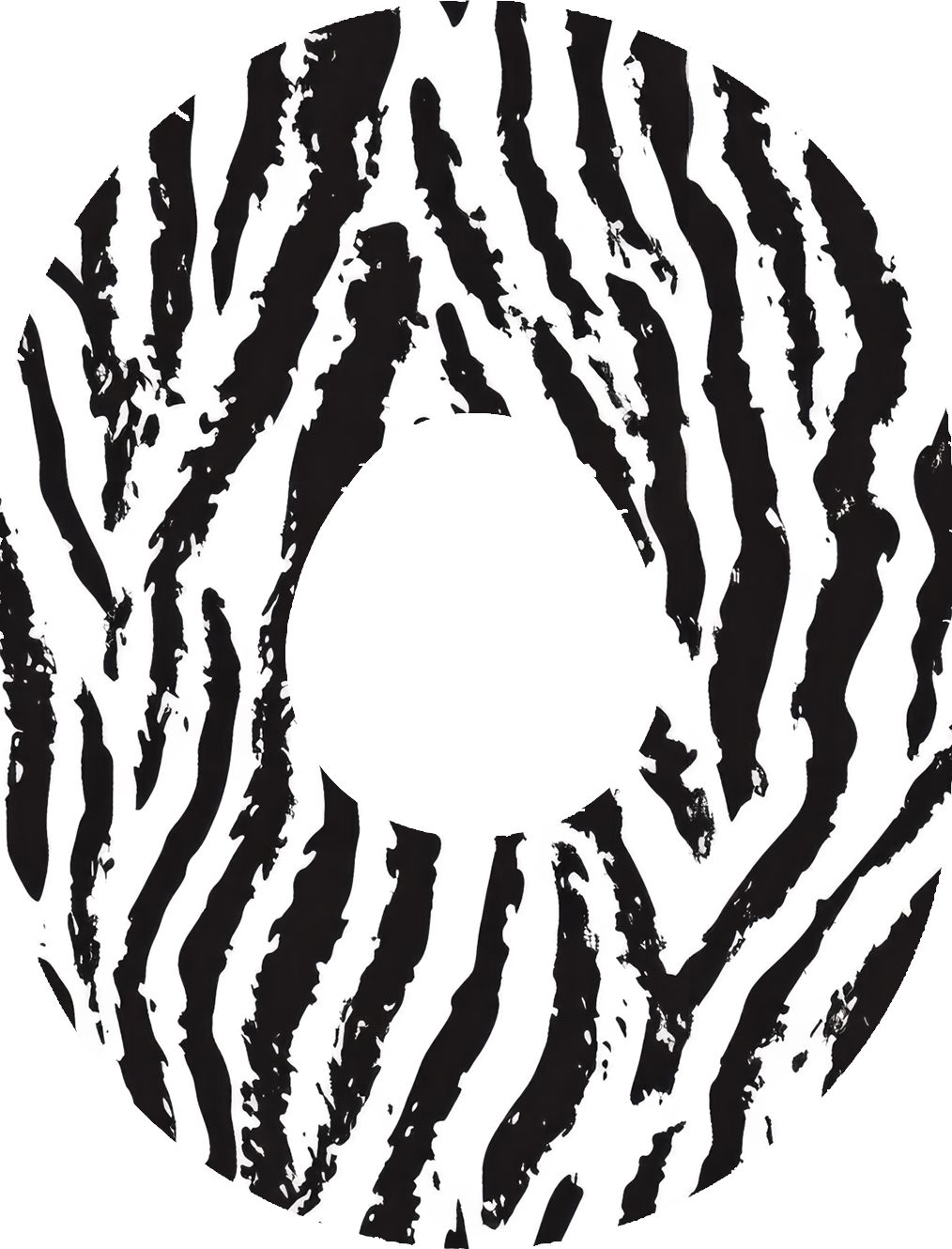 Ring mit schwarzem Zebra-Muster auf weißem Hintergrund.