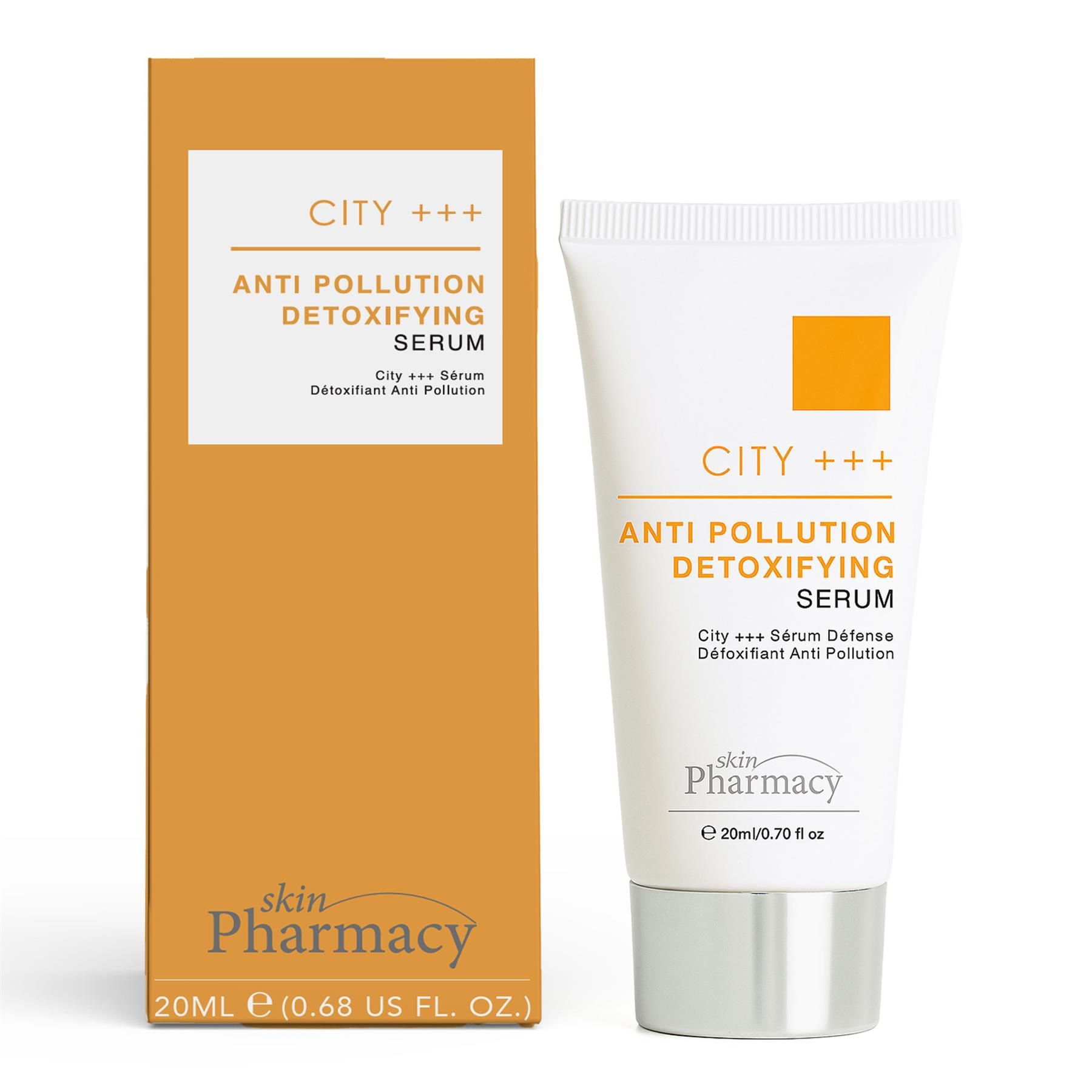 skinPharmacy City +++ Anti-Aging Anti-Pollution Detoxifying Serum 20ml Tube und Faltschachtel.