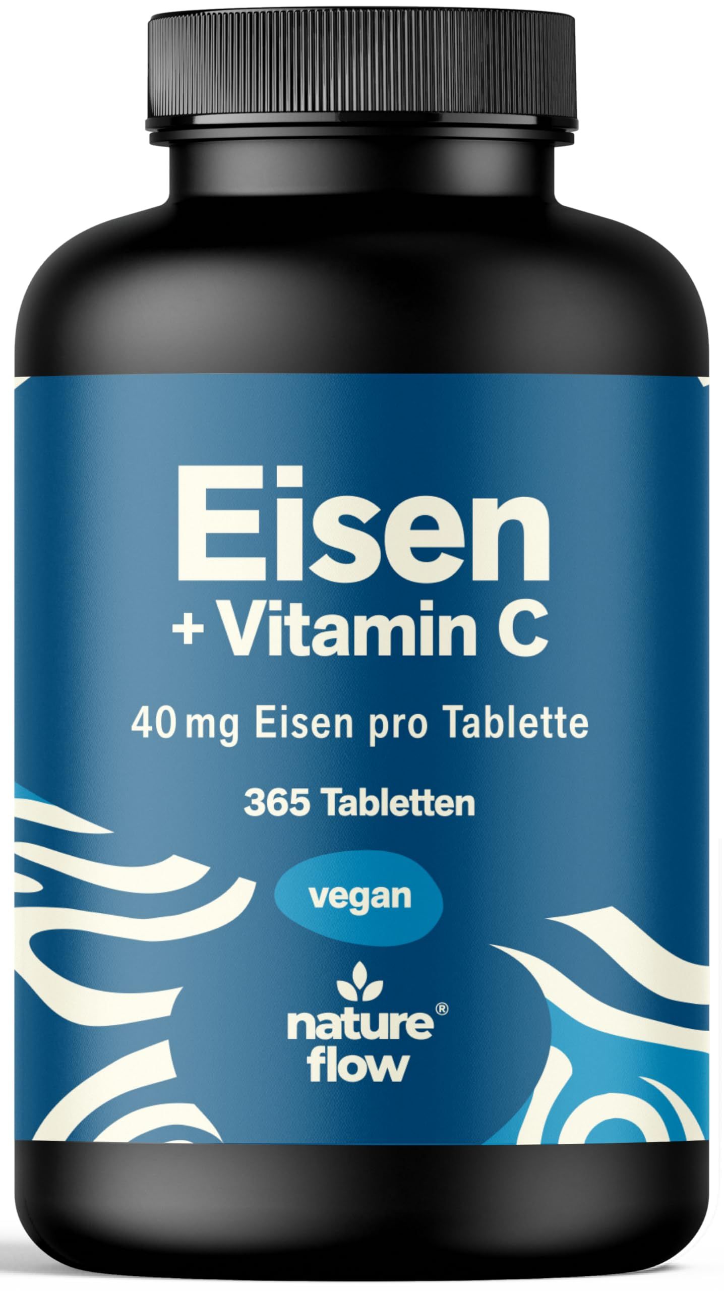 Nature Flow Eisen + Vitamin C Tabletten Hochdosiert - 365 Jahresvorrat 182 g