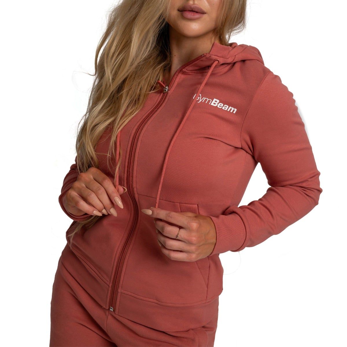 GymBeam Hoodie Damen Regular mit Reißverschluss und Kapuze Limitless Cinnamon