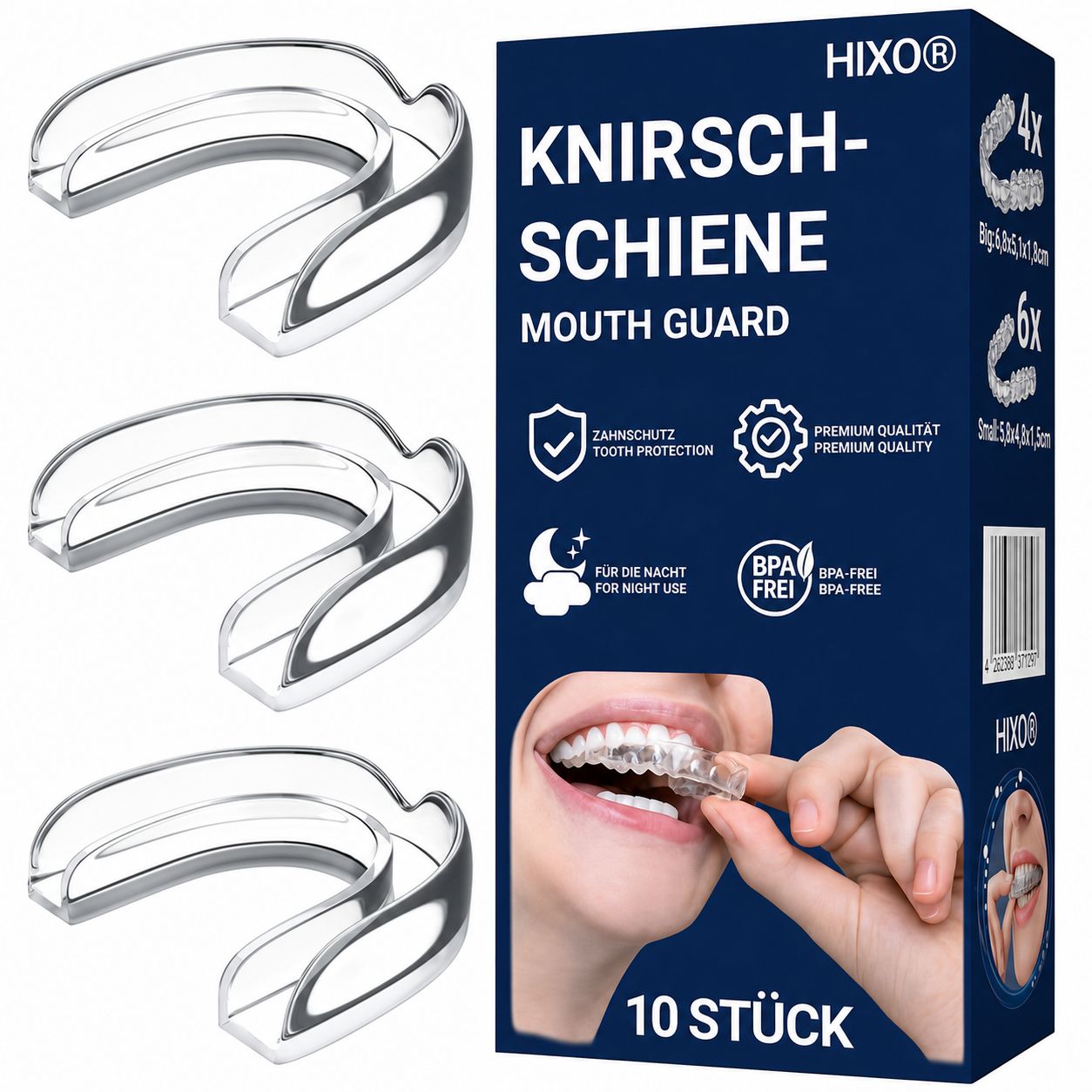 Hixo Knirscherschiene Aufbissschiene BPA-frei (Knirschschiene) 10 St