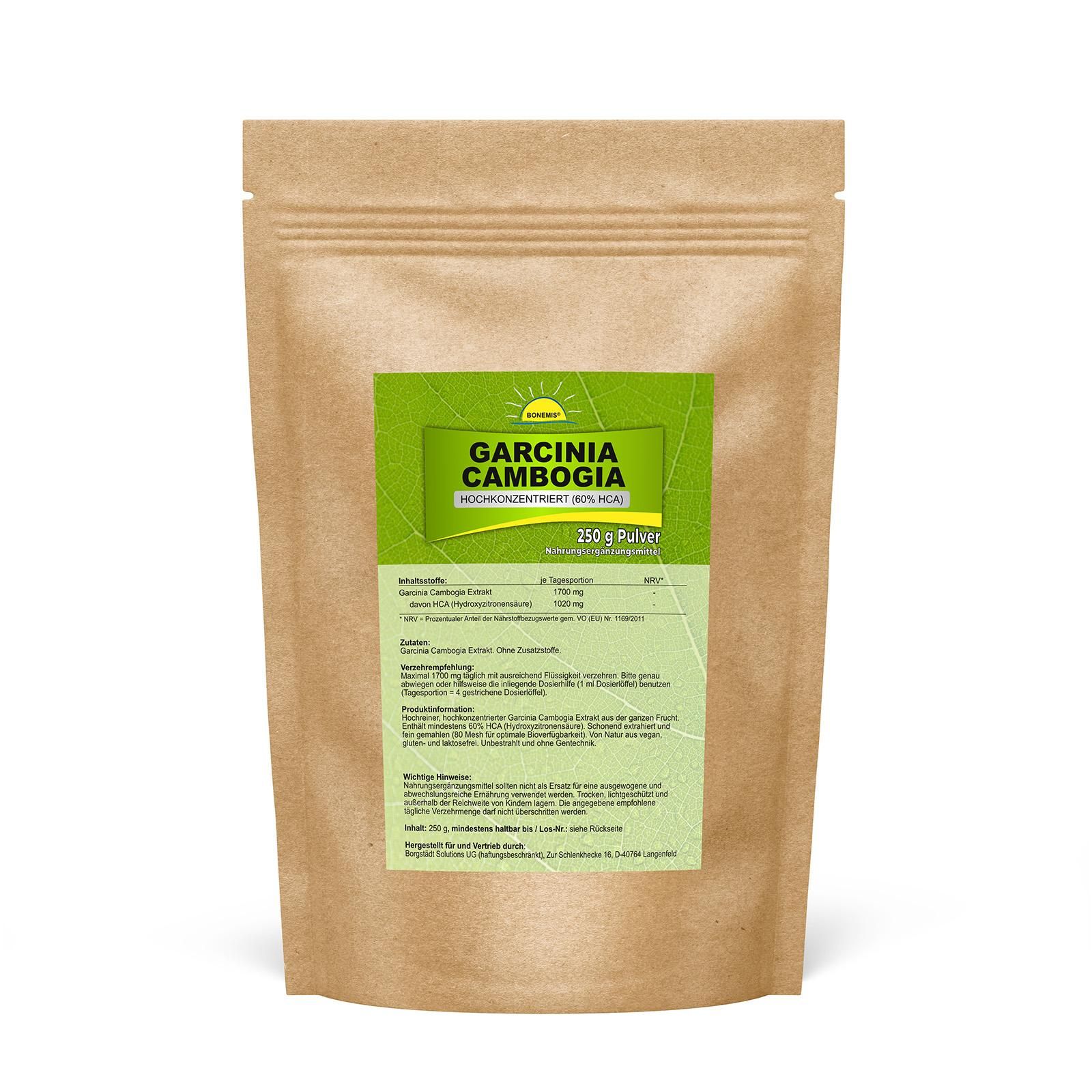 Bonemis® Garcinia Cambogia Extrakt, hochkonzentriert (60% Hca), ohne Zusatzstoffe 0,25 kg Pulver