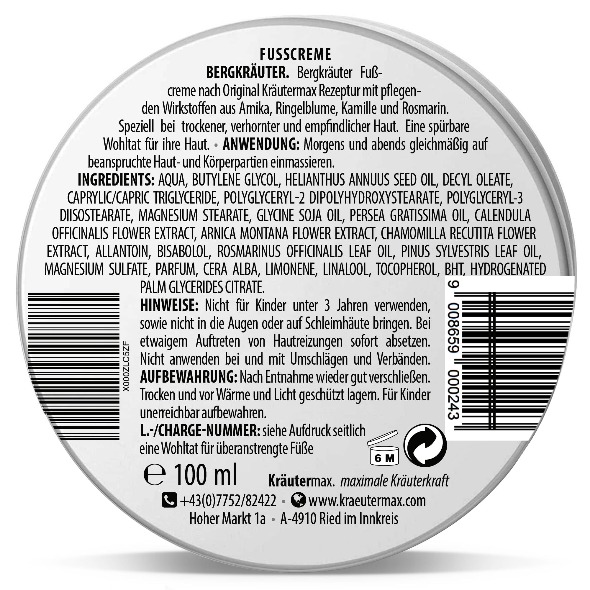 Kräutermax Fußcreme Bergkräuter mit Arnika