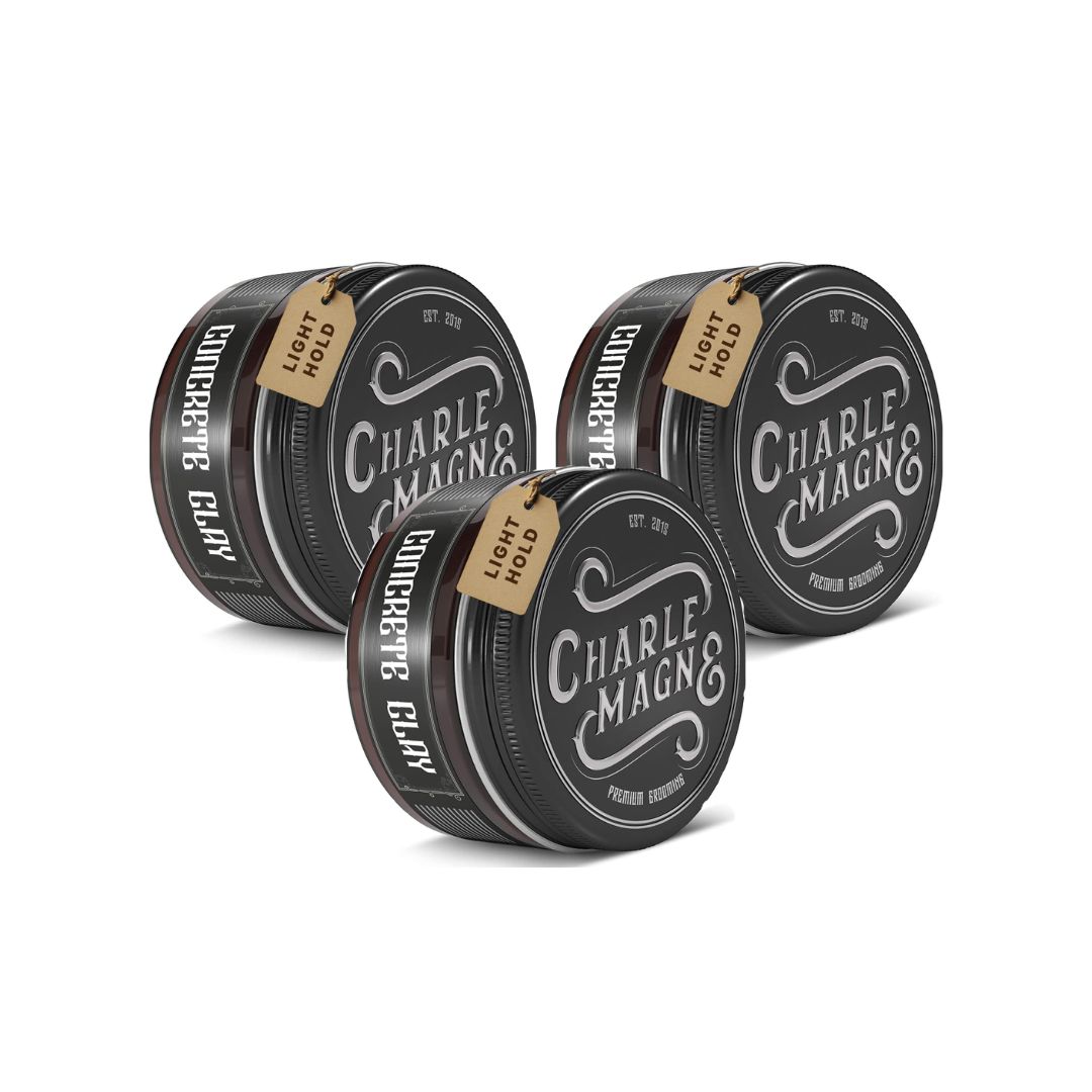 Charlemagne Concrete Clay Pomade – leichter Halt – 3er-Pack