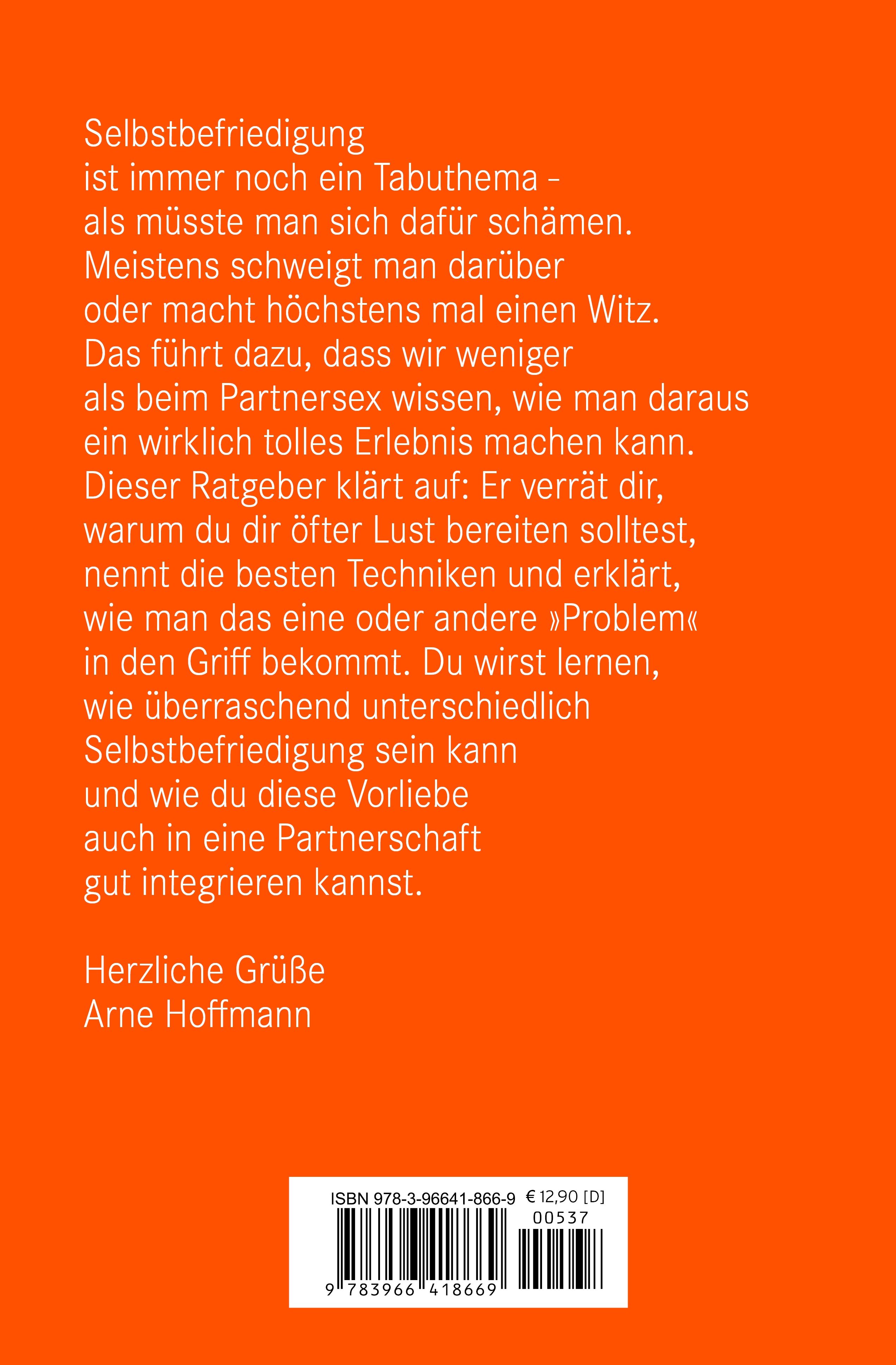 Buchrückseite. Text auf Orange. ISBN, Preis und Logo "lebe.jetzt". Autor Arne Hoffmann.