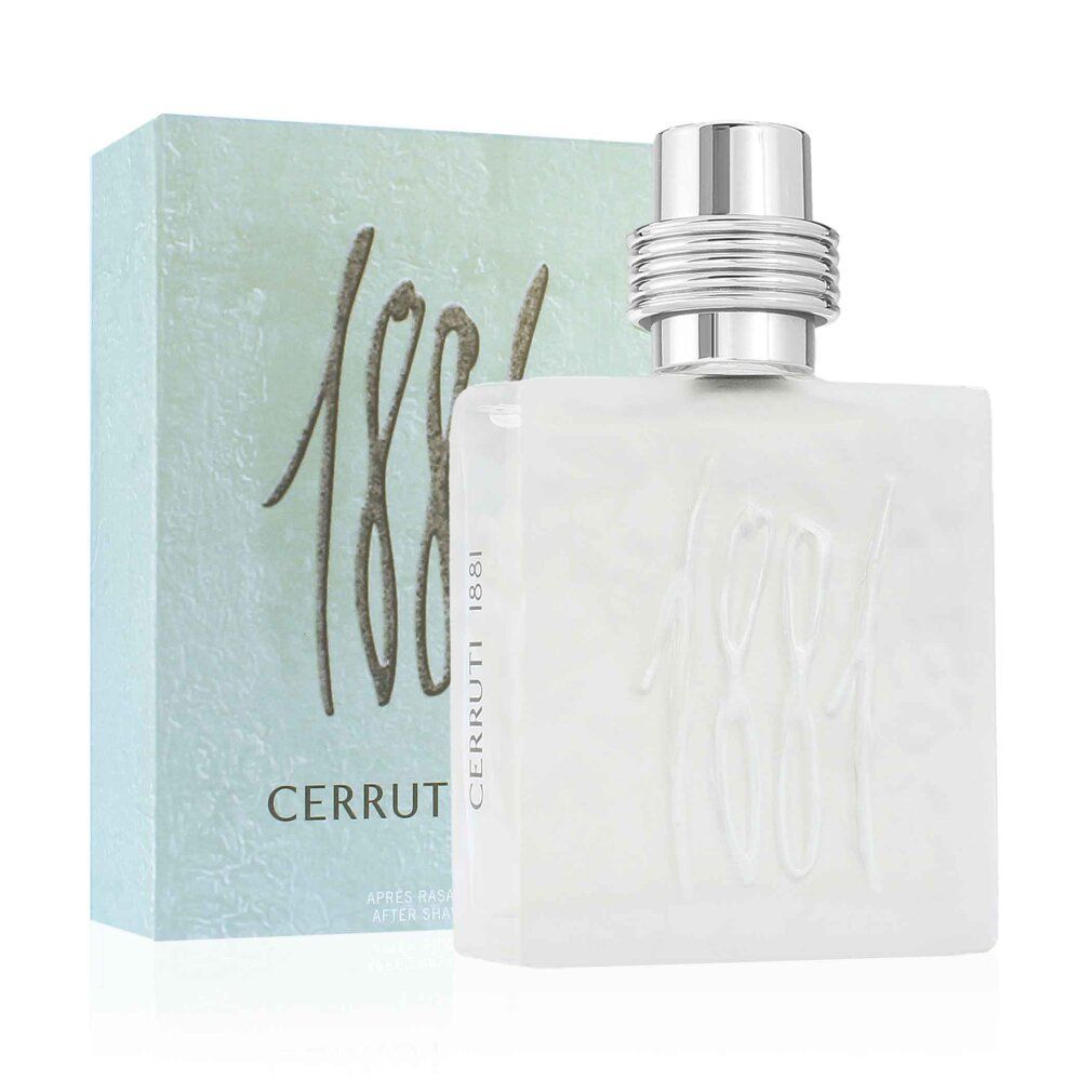 Cerruti 1881 Pour Homme After Shave Flakon und Verpackung, seitliche Ansicht.