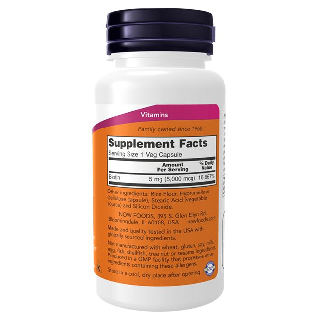 NOW Foods NOW Foods Biotin 5000 mcg 60 caps.