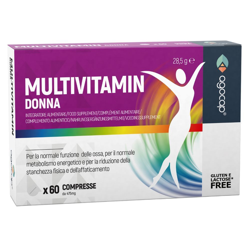Multivitamin Donna-Packung. Enthält 60 Tabletten. Gluten- und laktosefrei. Marke Agocap.