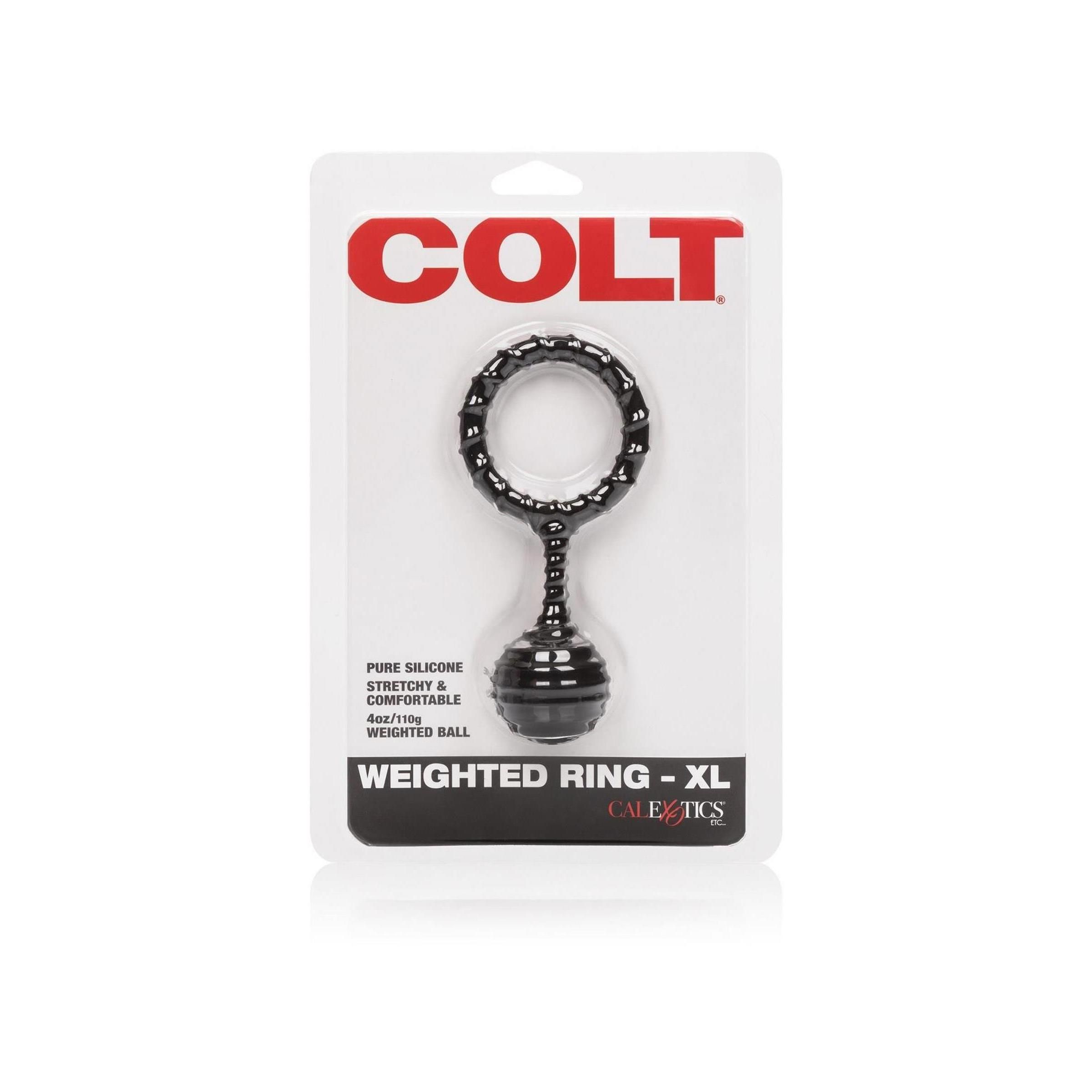 Verpackung mit schwarzem COLT Weighted Ring. Produktname und Marke deutlich sichtbar. Aus Silikon.