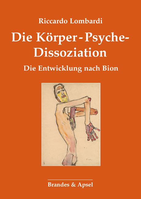 Buchcover: "Die Körper-Psyche-Dissoziation" von Riccardo Lombardi. Orangefarbener Hintergrund, Illustration einer Figur.
