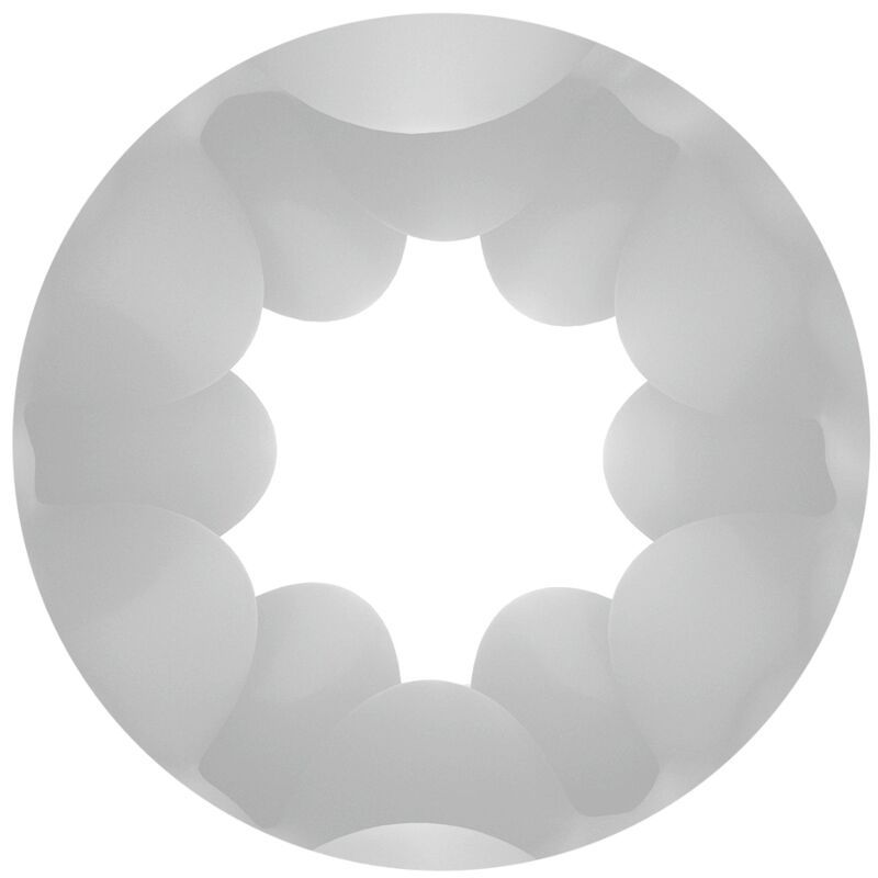 Weißer Masturbator mit einer Öffnung, die von einer Reihe von Noppen umgeben ist.