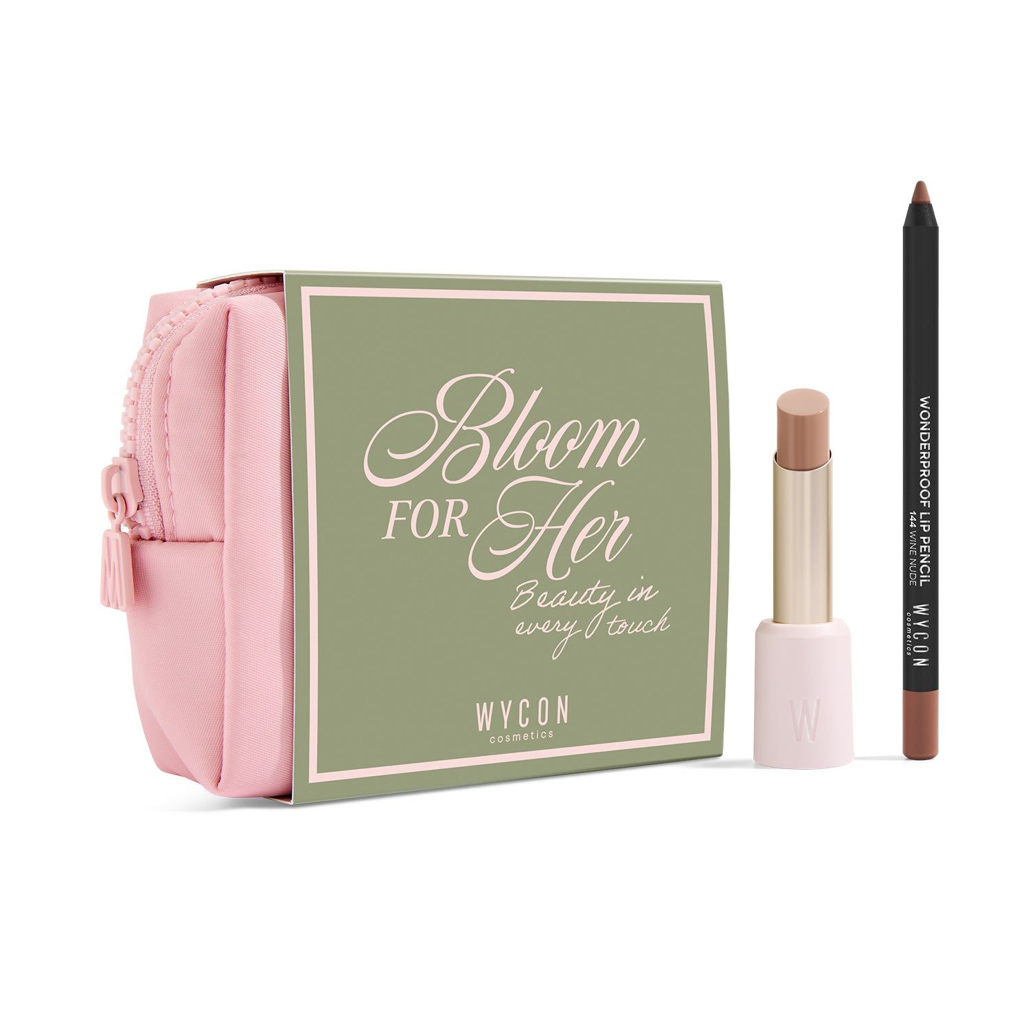 WYCON cosmetics BLOOM FOR HER 01 Glow Touch 01 + Wonderproof Lip Pencil 144